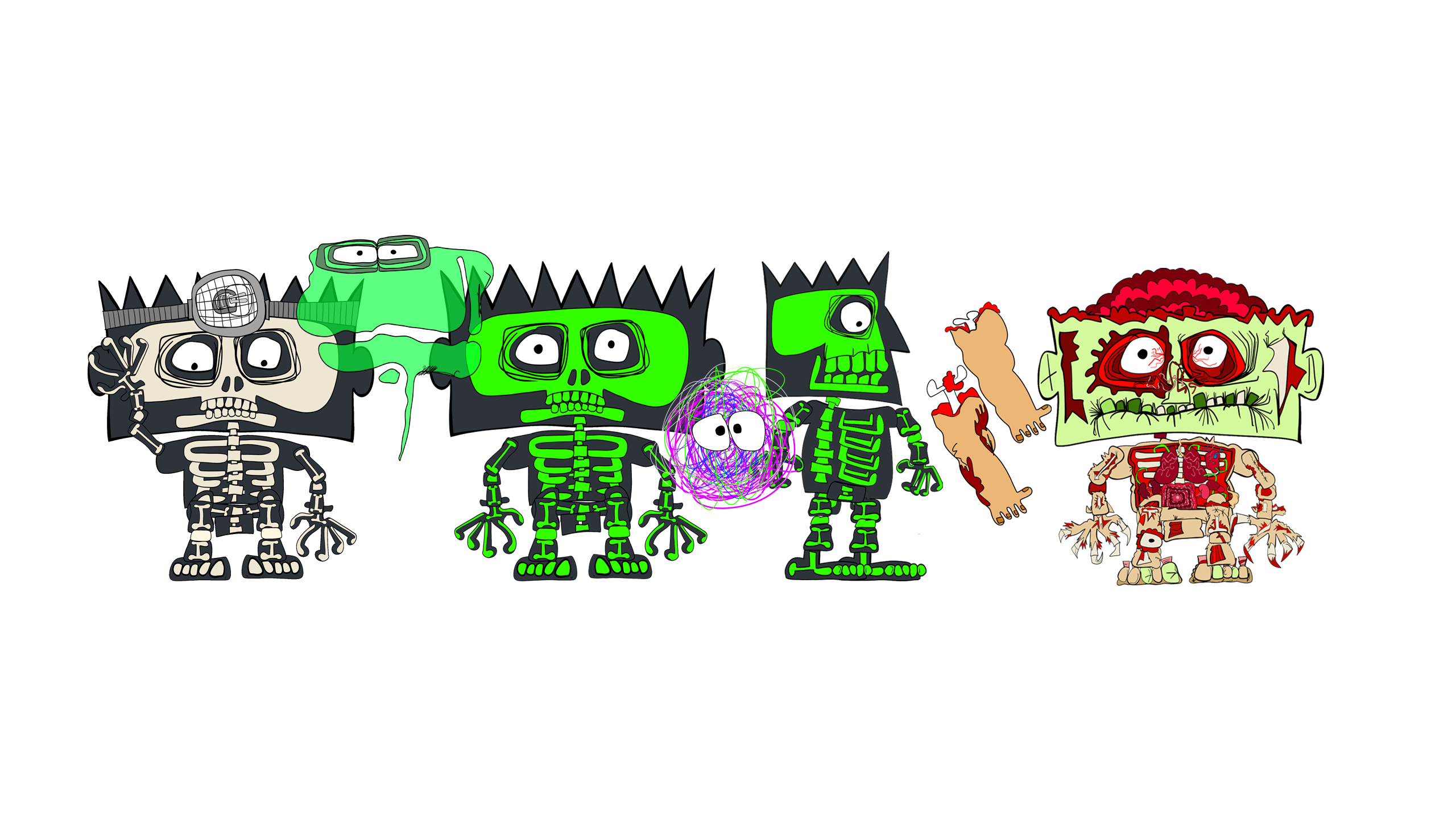 A formation of Carny Island Stein characters