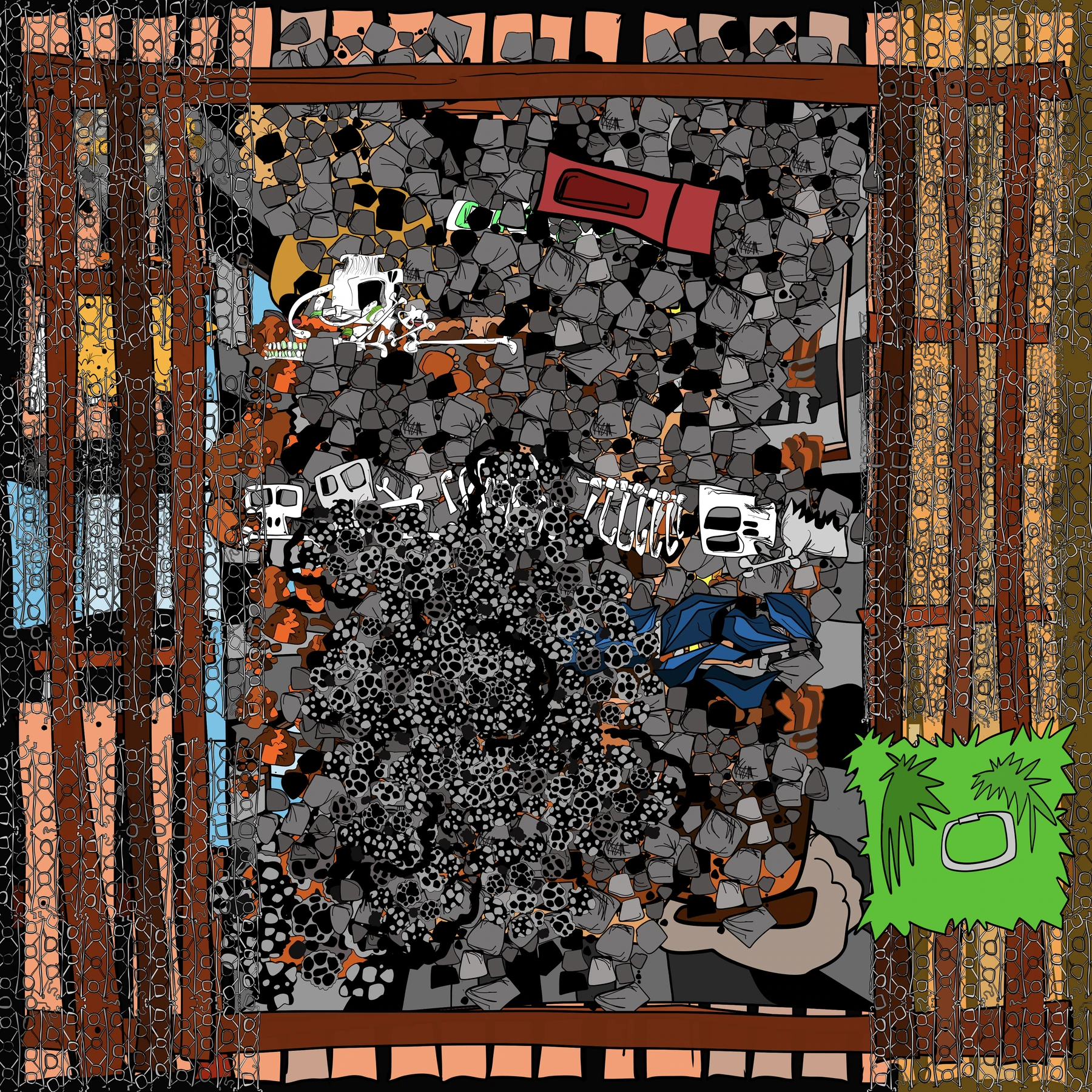 Brett Clements' authored Carny Island artwork: 8 rocks bones 1.