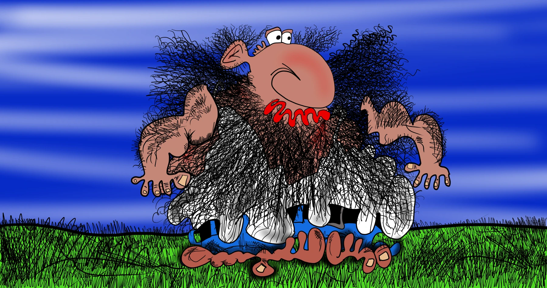 Brett Clements' authored Carny Island artwork: Bogan walking.