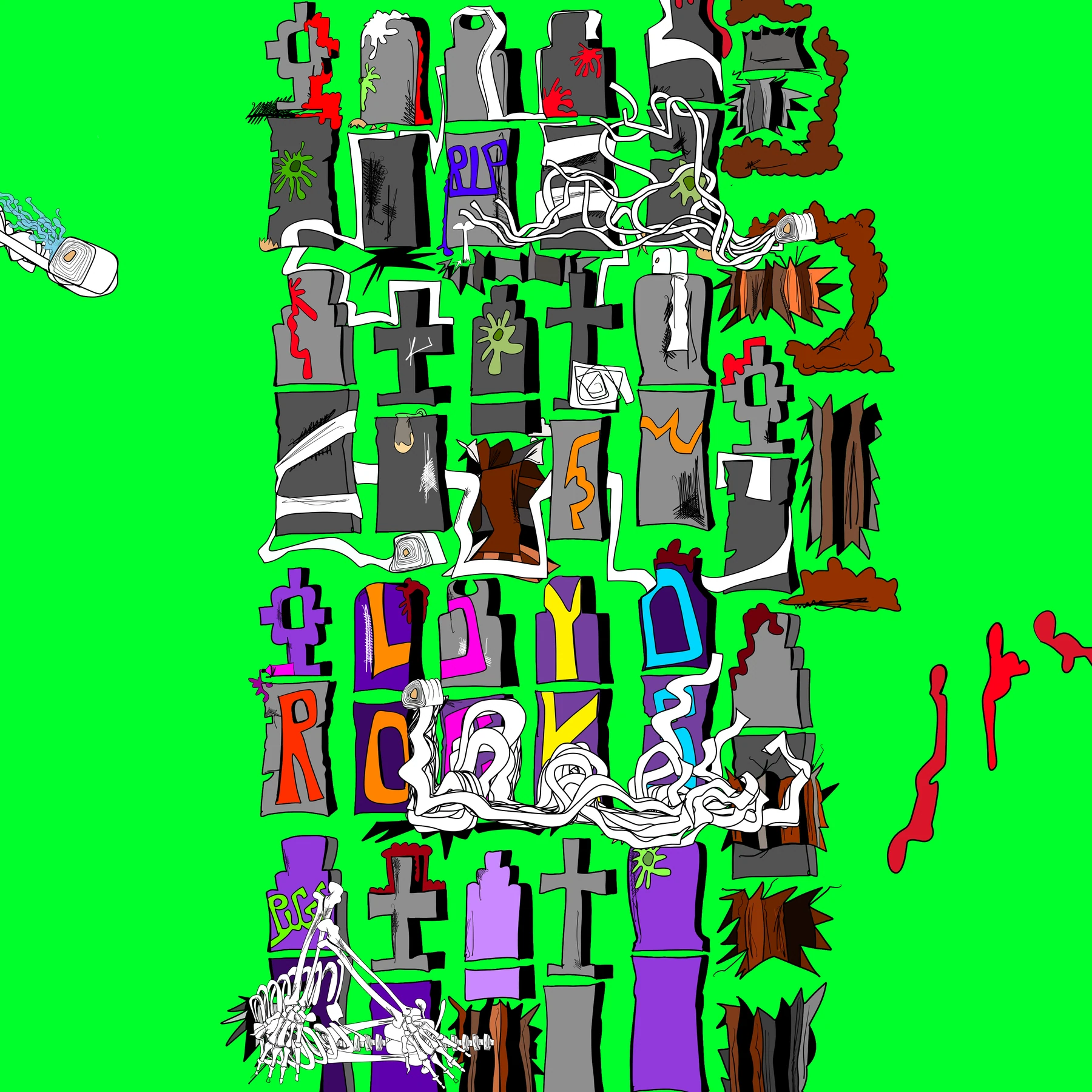 Brett Clements' authored Carny Island artwork: desecrated yard.