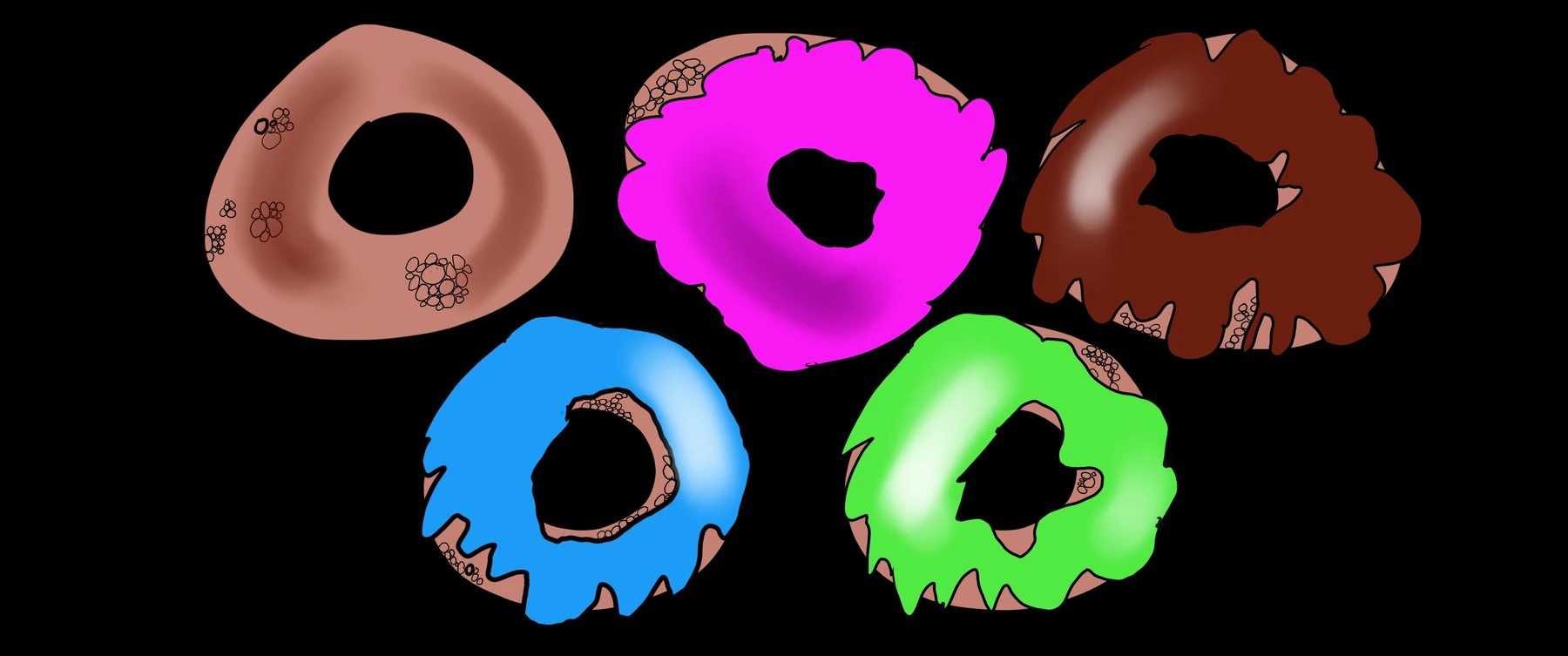 Brett Clements' authored Carny Island artwork: Donuts. Energy.
