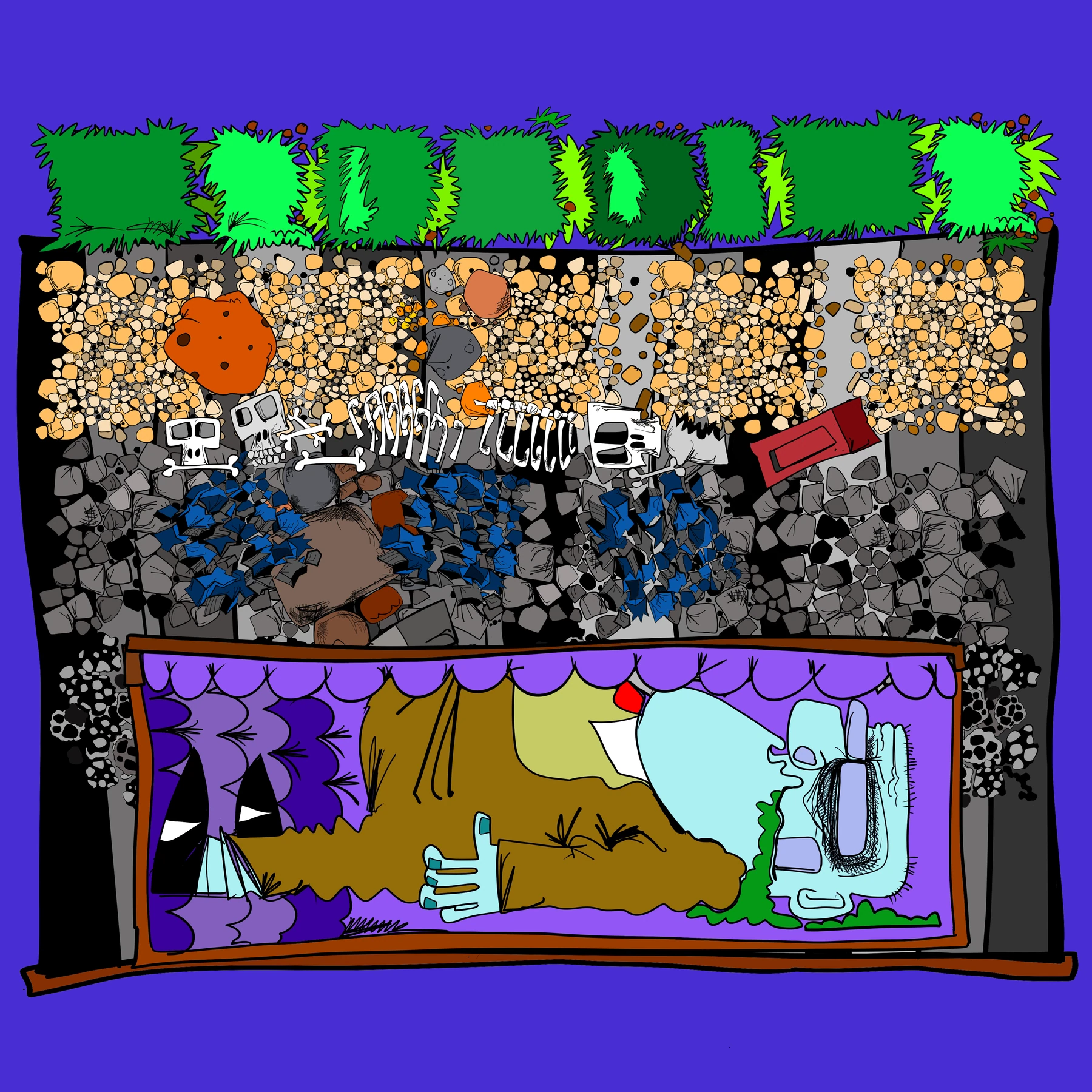 Brett Clements' authored Carny Island artwork: GraveBox Ant Farm Camera.