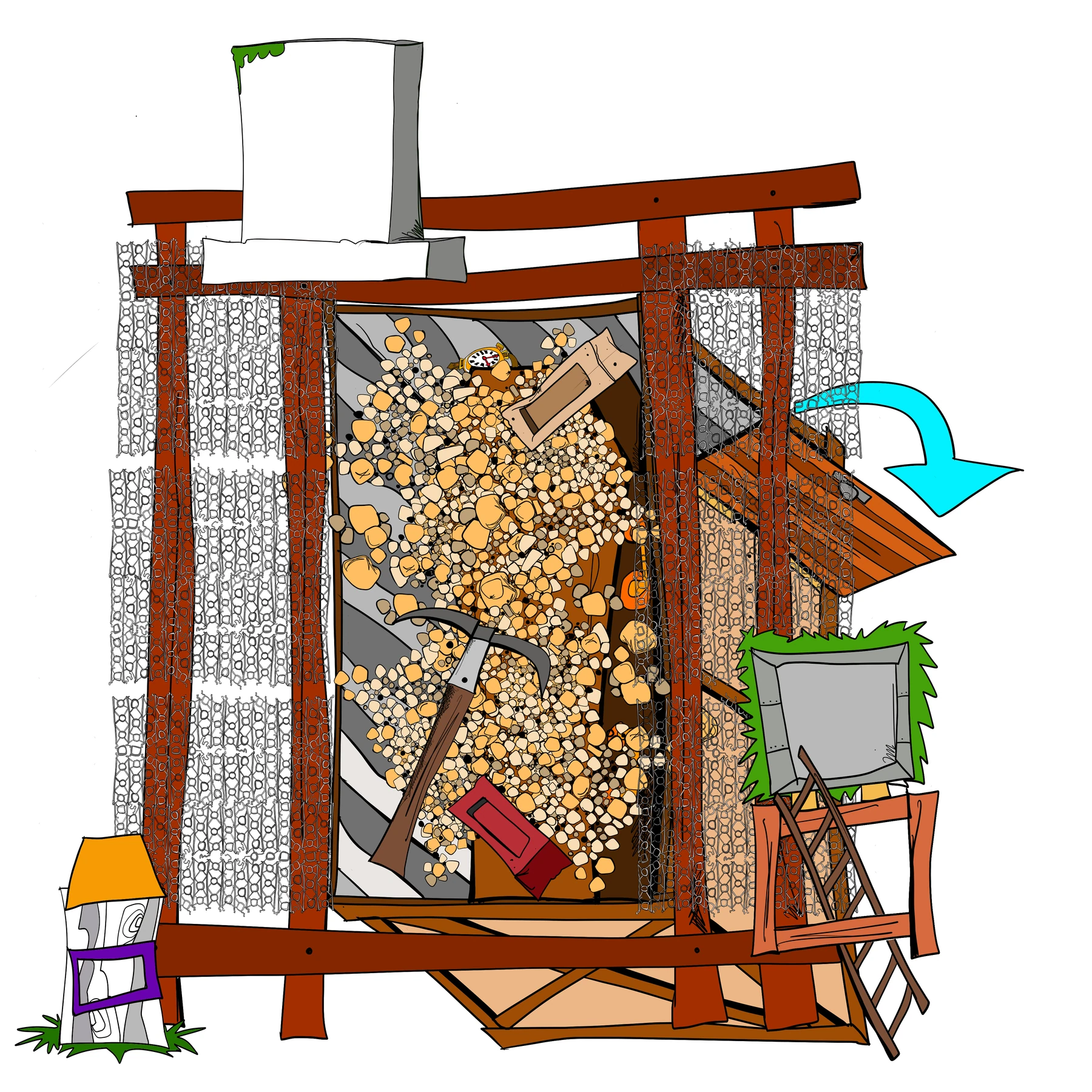 Brett Clements' authored Carny Island artwork: Gravebox Perspective drawing 2.