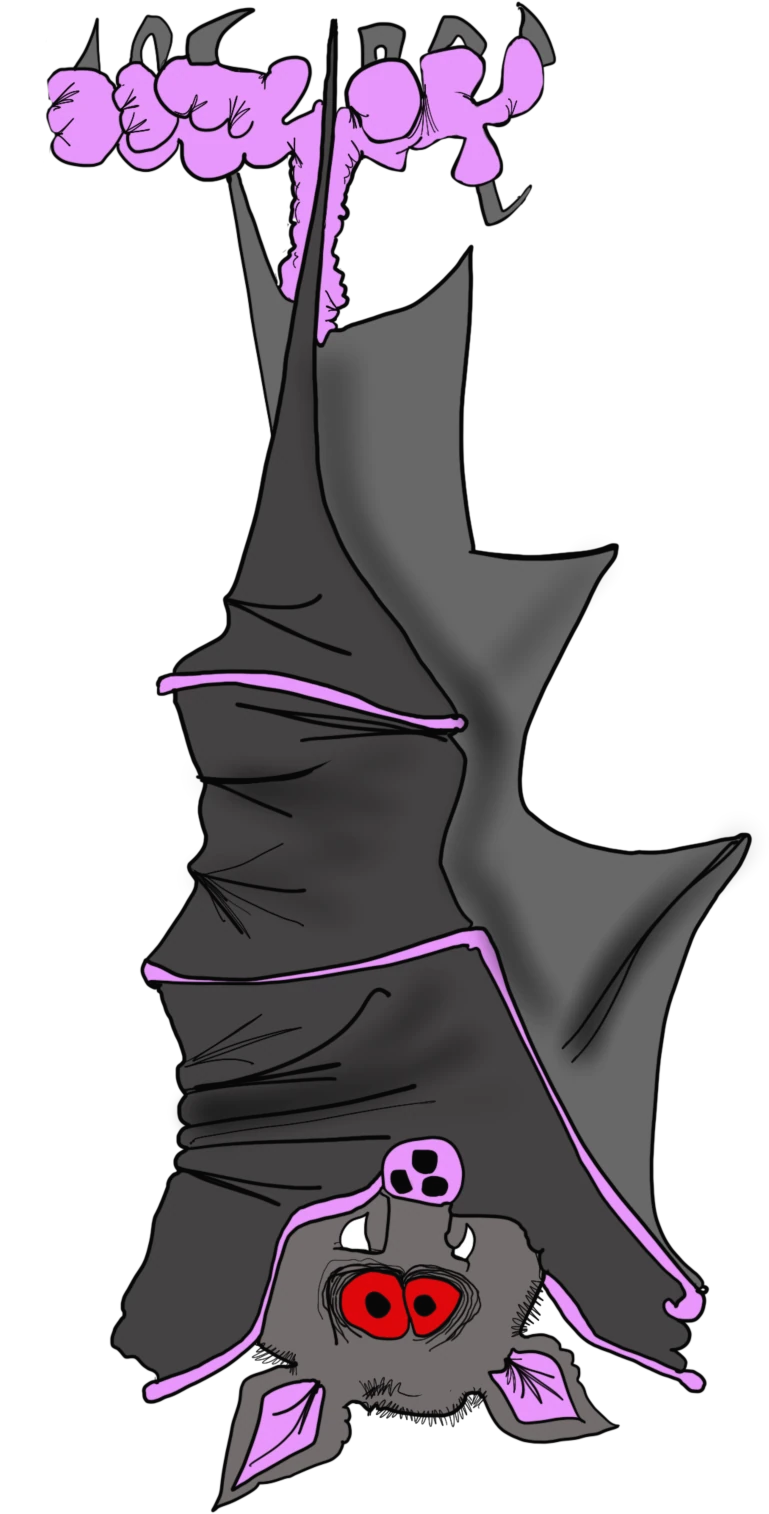 Brett Clements' authored Carny Island artwork: Hanging Bats Bat-5.