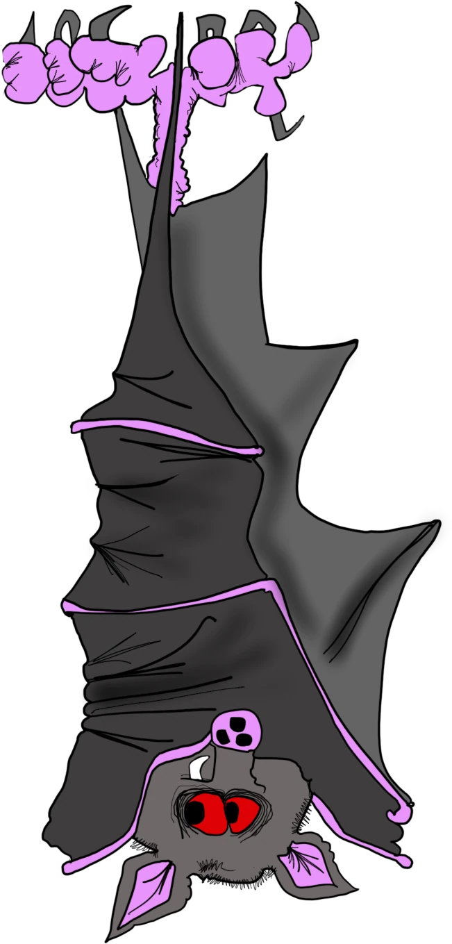 Brett Clements' authored Carny Island artwork: Hanging Bats Bat-1.
