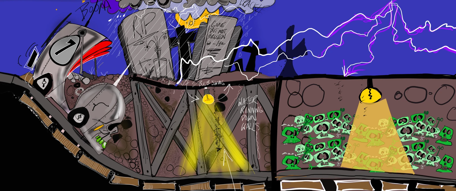Brett Clements' authored Carny Island artwork: Into The Boneyard.