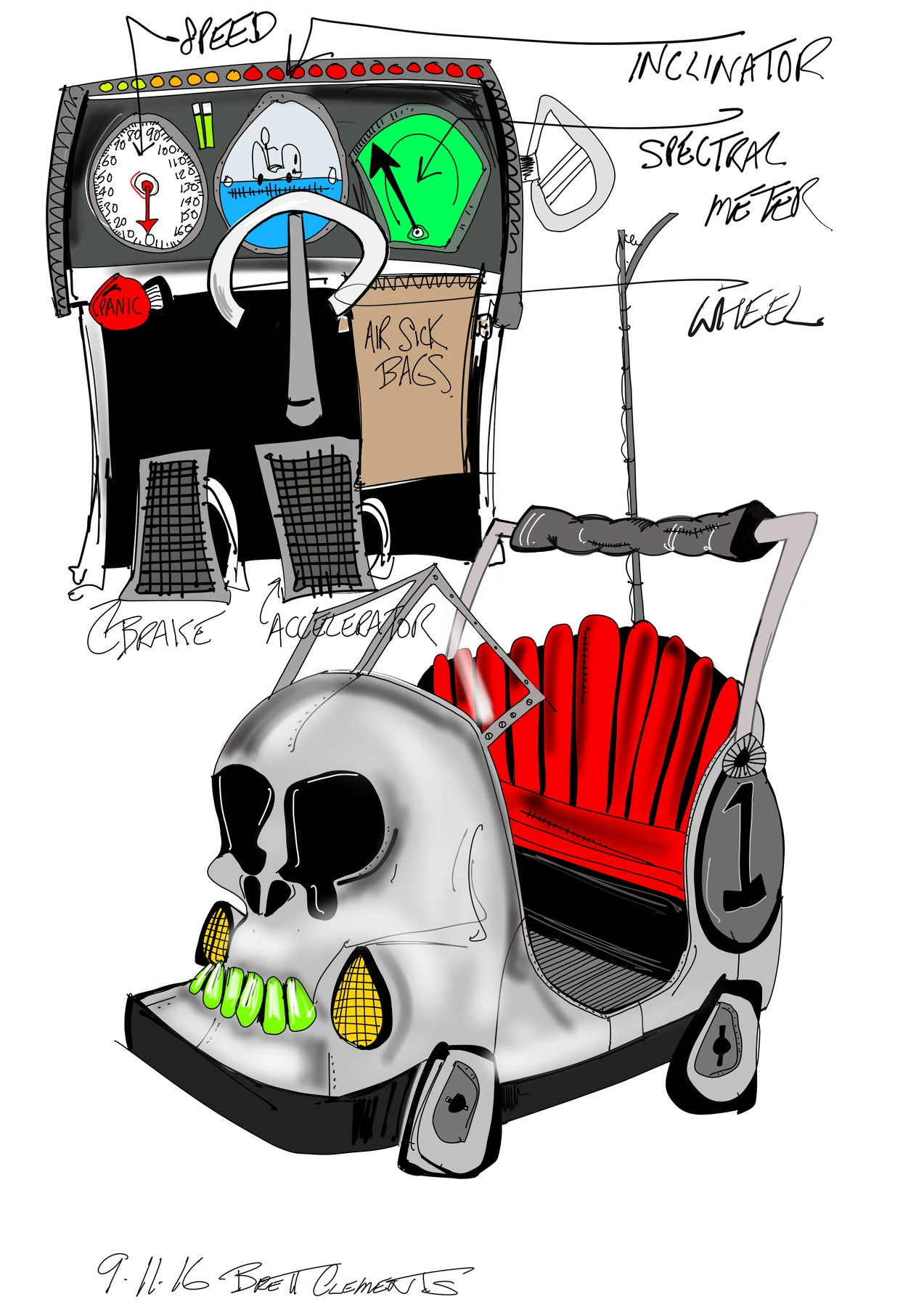 Brett Clements' authored Carny Island artwork: Kart-1.