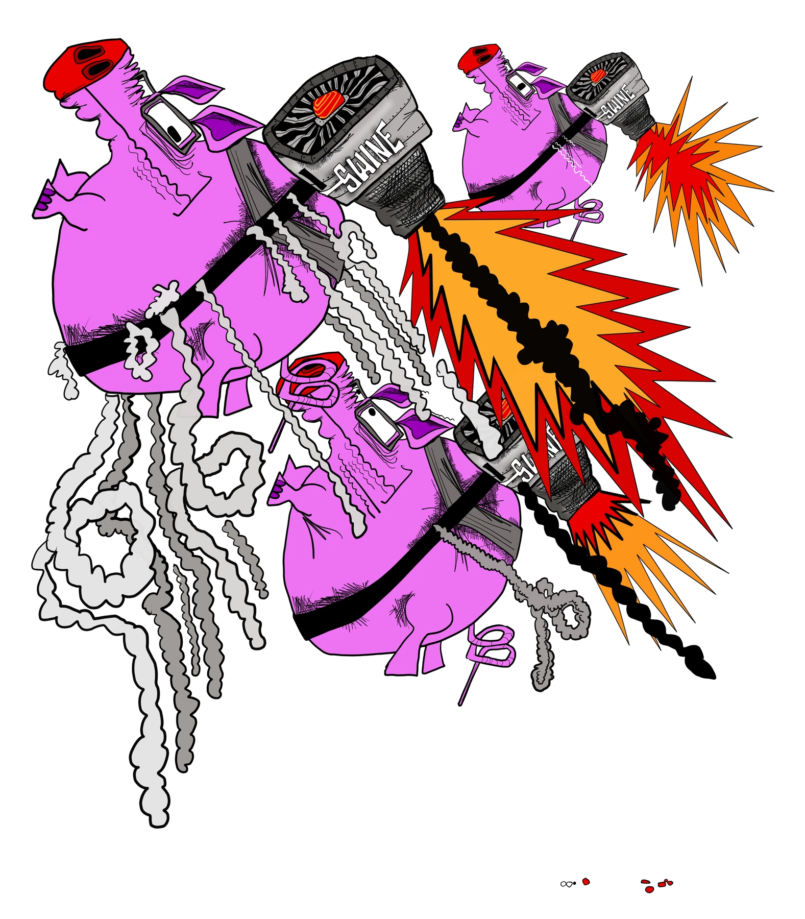 Brett Clements' authored Carny Island artwork: pigs.