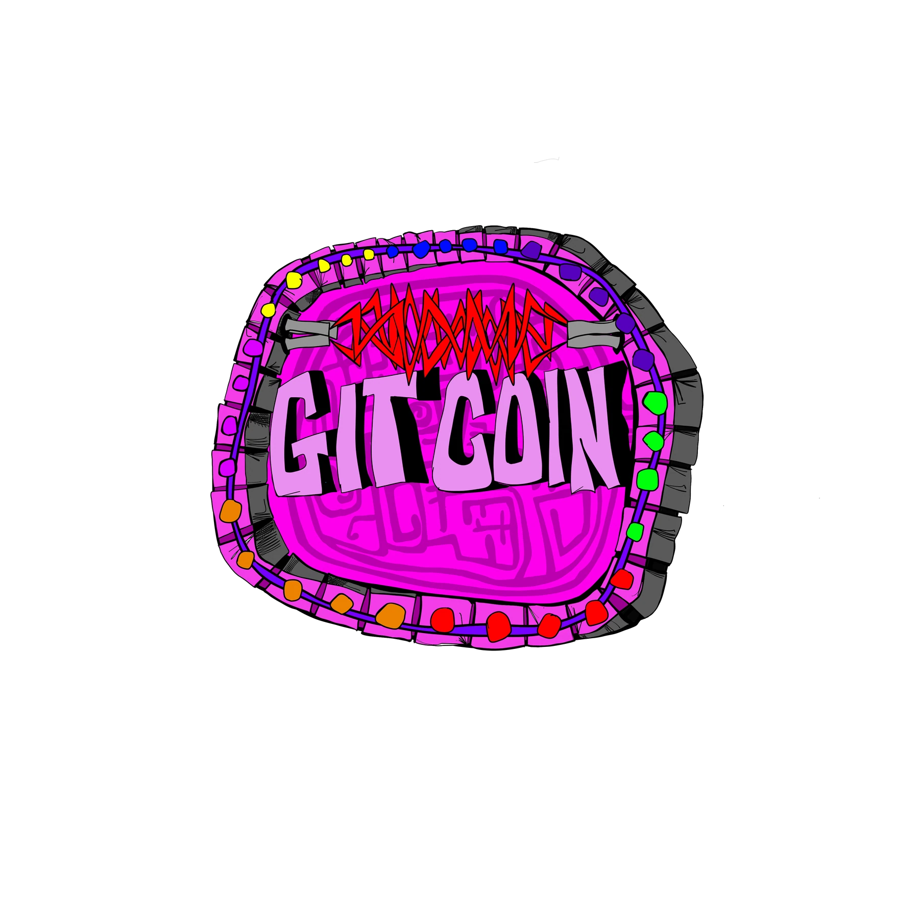 Brett Clements' authored purple GITCOIN artwork for Carny Island's economy.