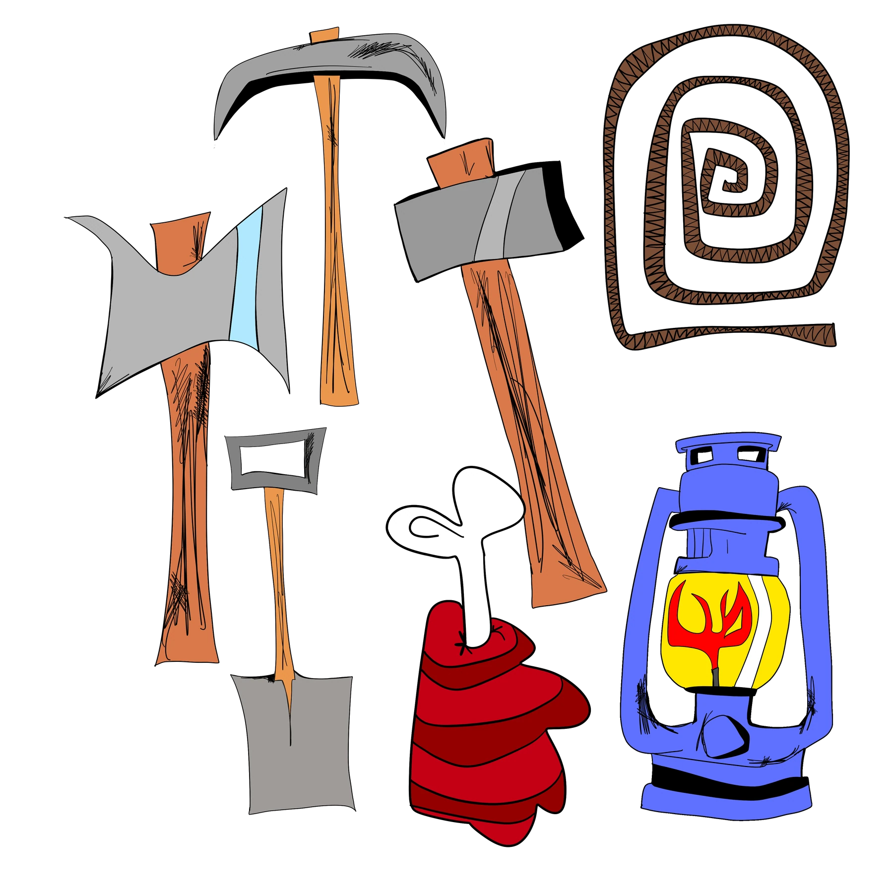 Brett Clements' authored Carny Island artwork: stage 1 tools.
