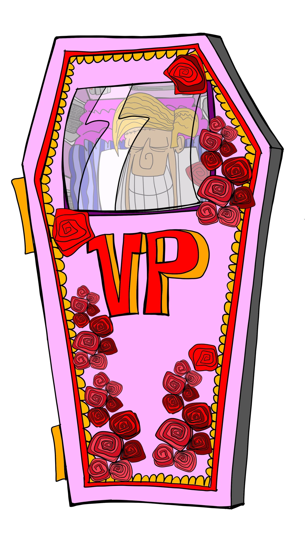 Brett Clements' authored Carny Island artwork: Vinnie in coffin.