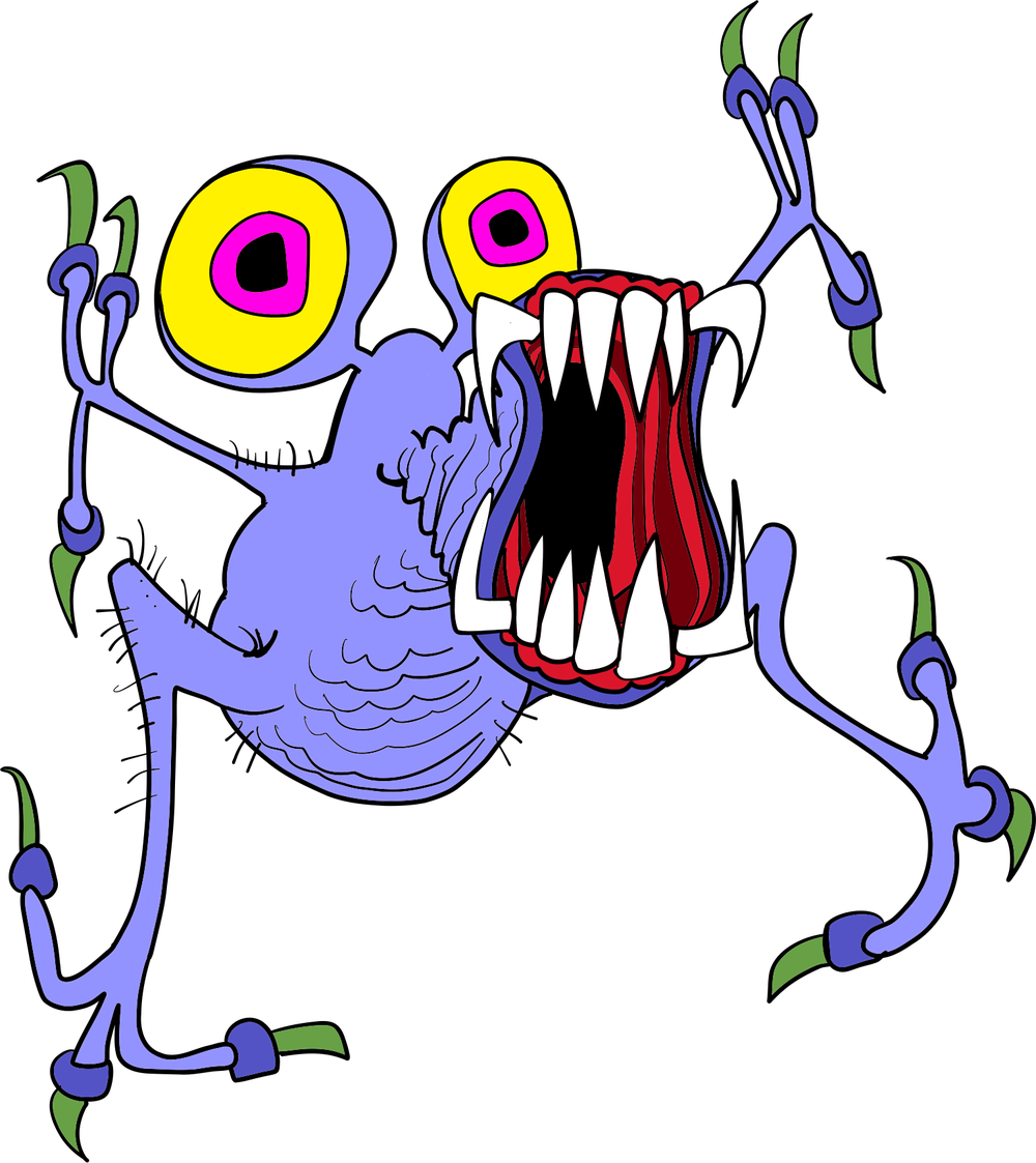 A Rasper with huge eyes, claws and a mouth full of teeth