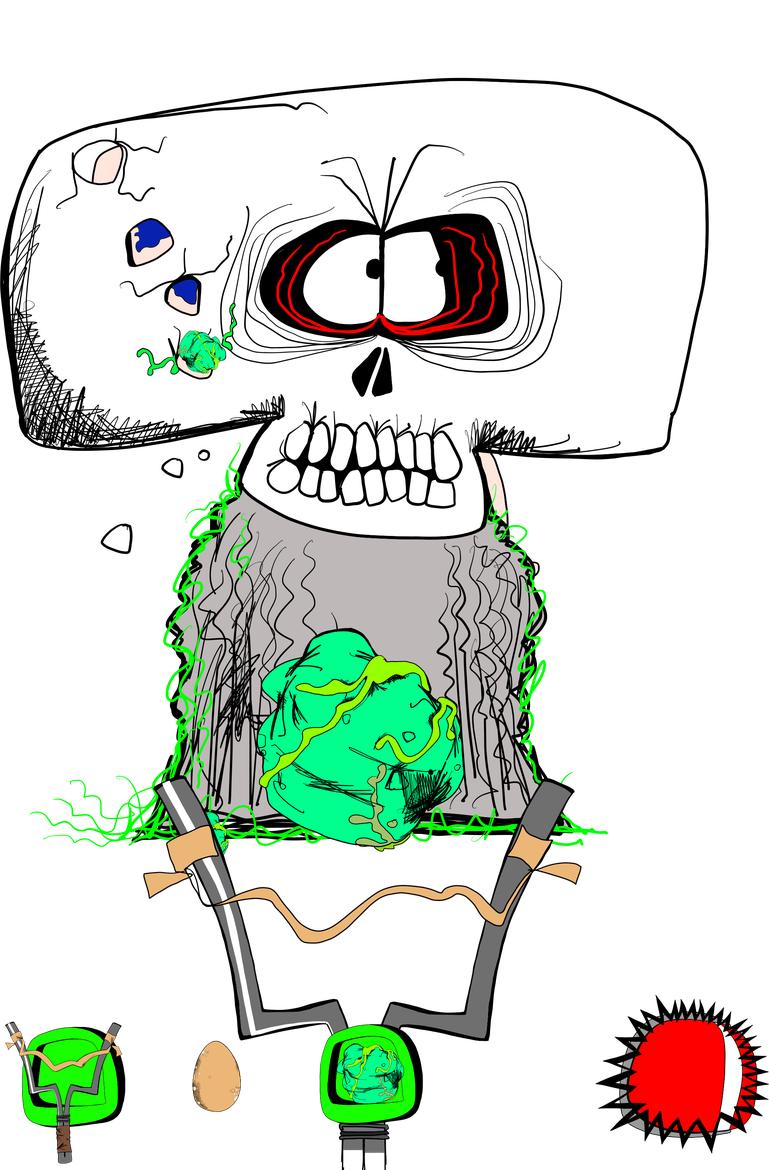 A Carny taking hits from peas