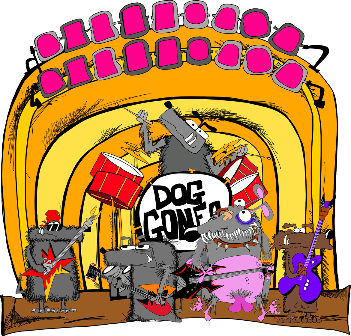 Mongril and The DogGones performing on stage