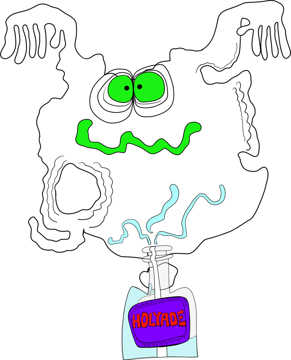 Ghost above a Holyade bottle