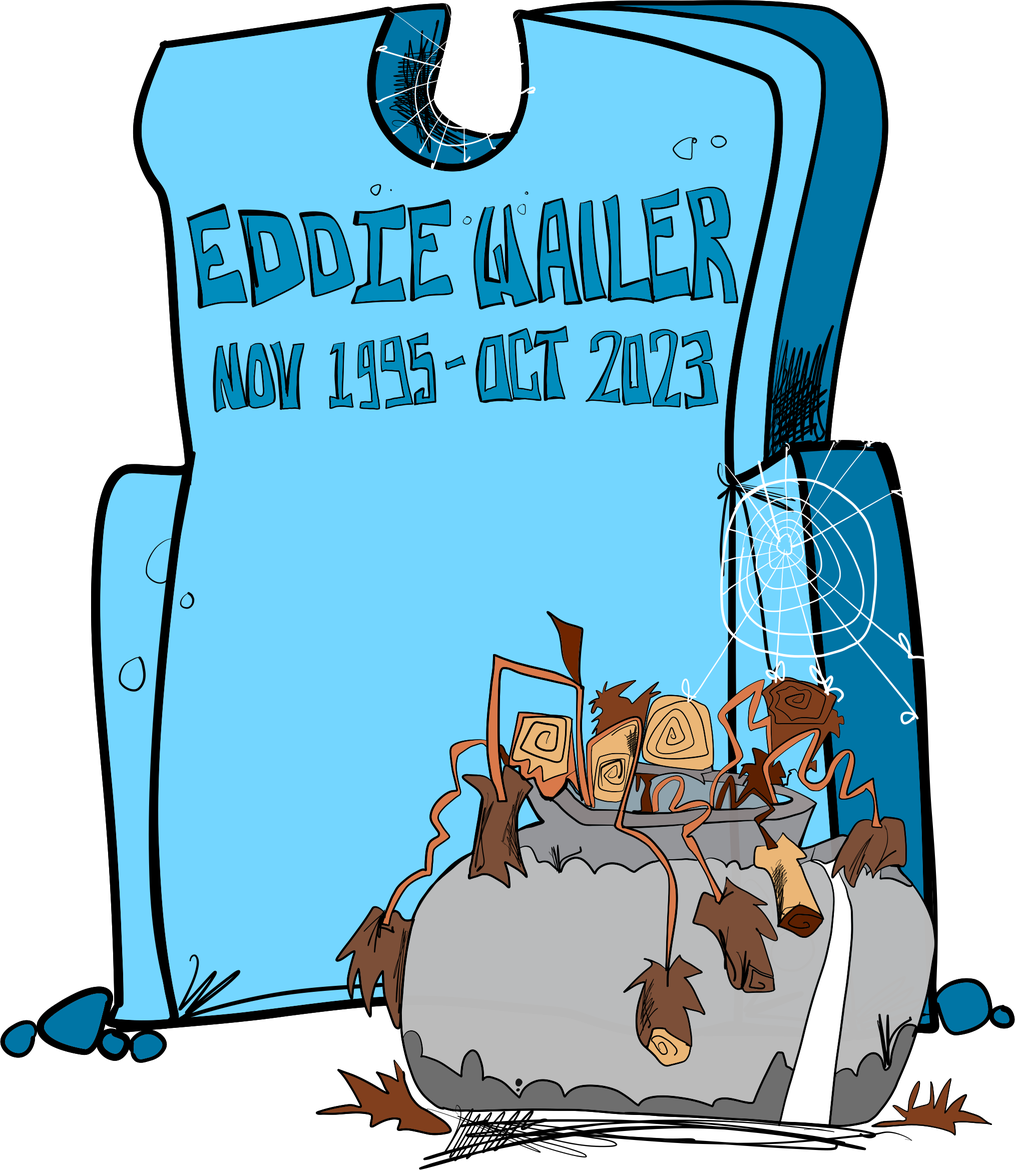 Eddie Nailer’s coffin filled with old timber