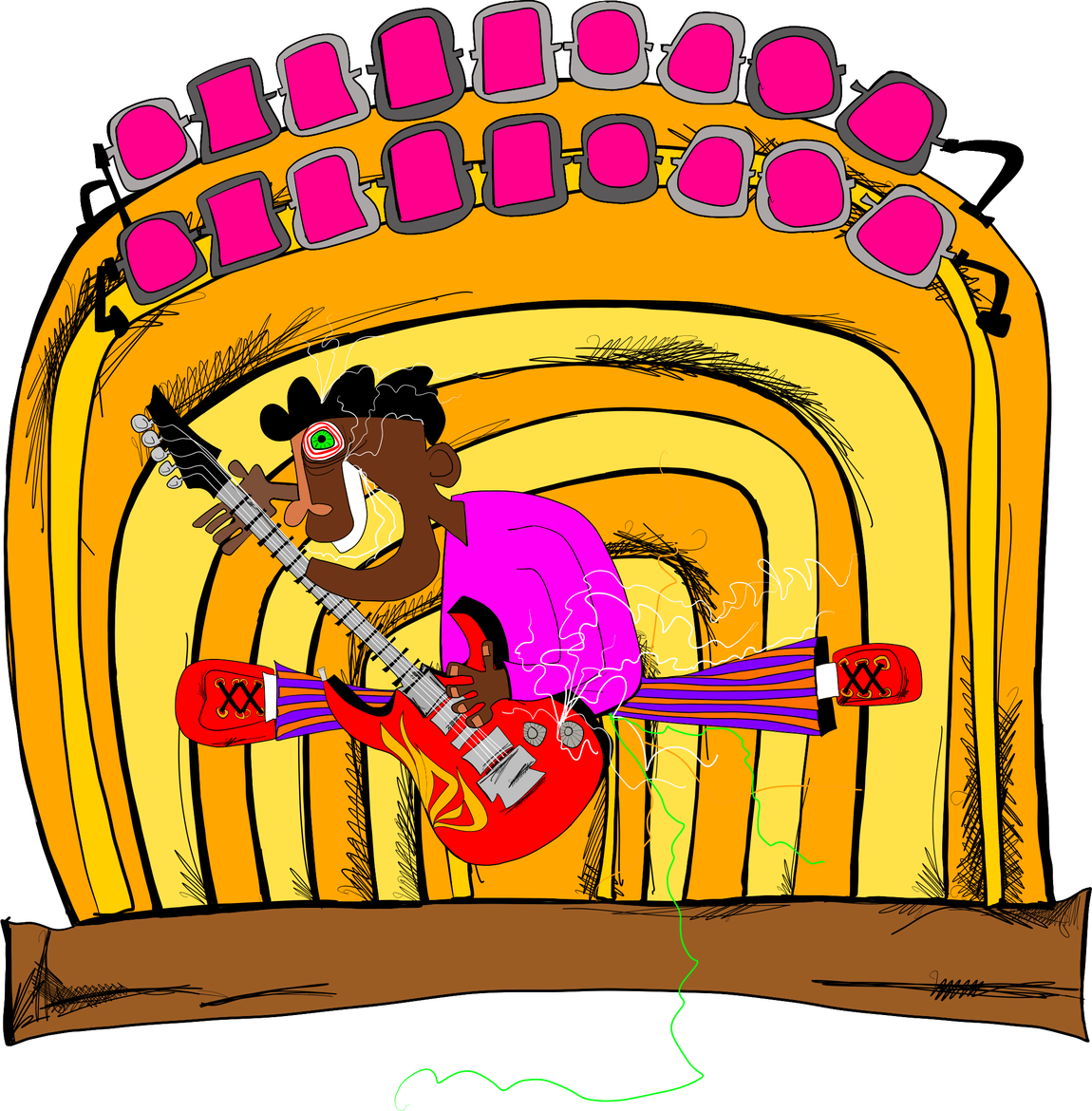Marley The Bobster playing guitar on stage