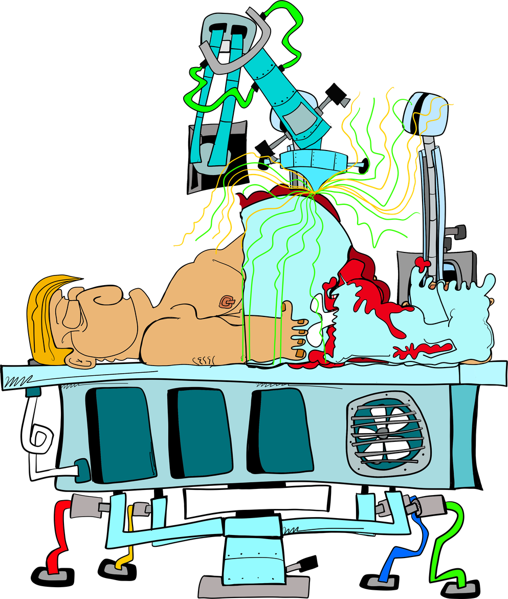A home reanimator operating on a body