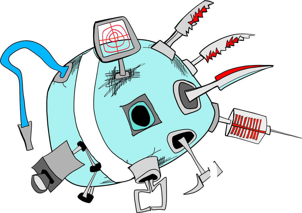 Mr Chop Chop, a robotic sphere fitted with surgical tools