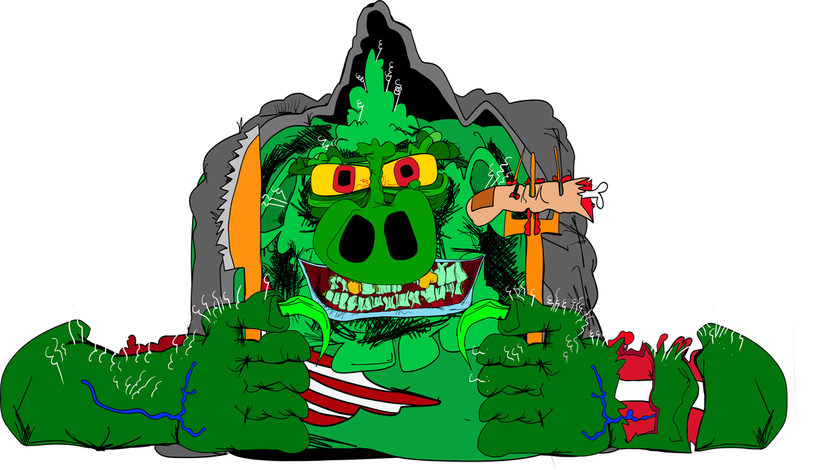 Uncle Shrift with knife and fork