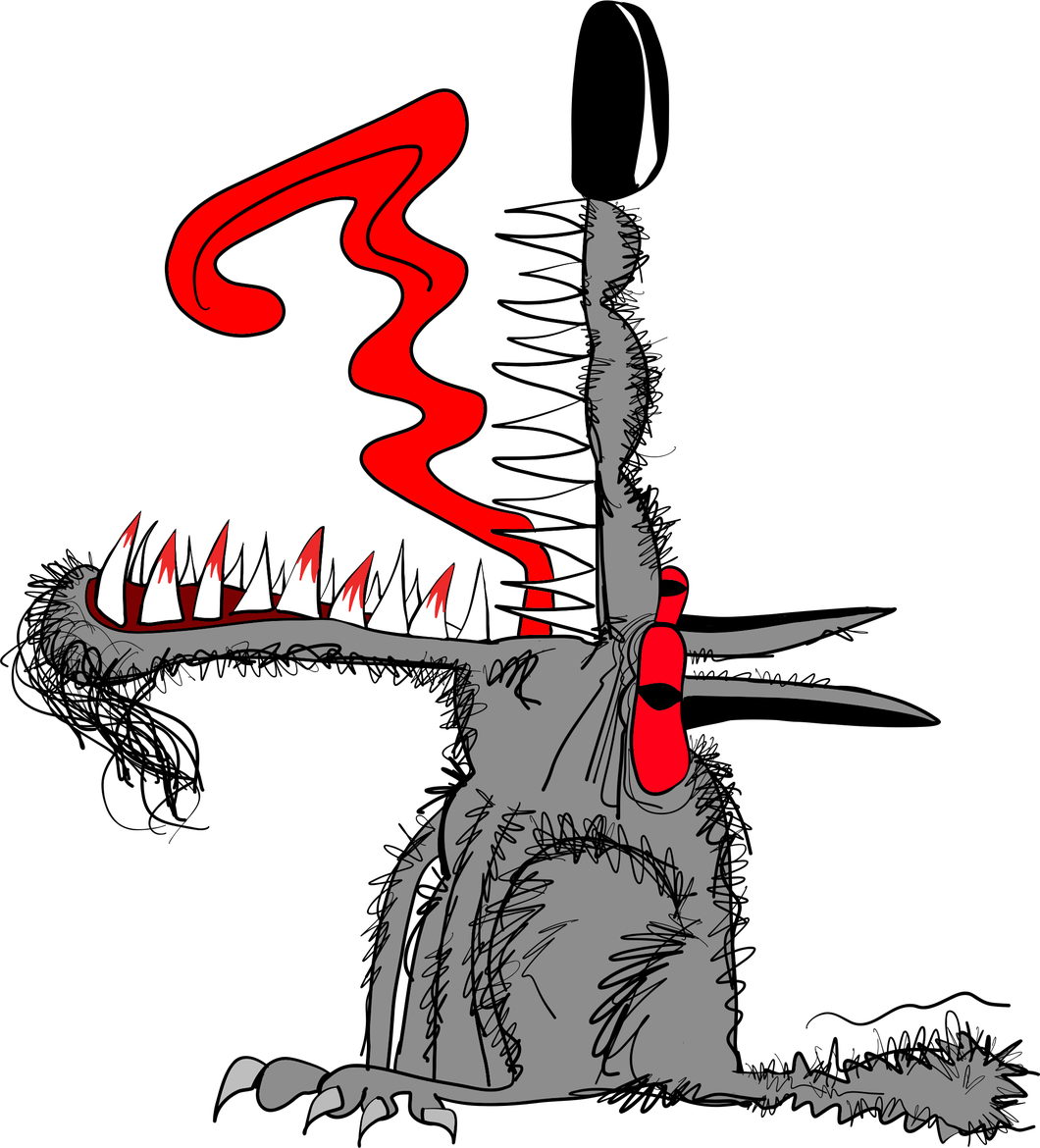 A close-up of a wolf howling