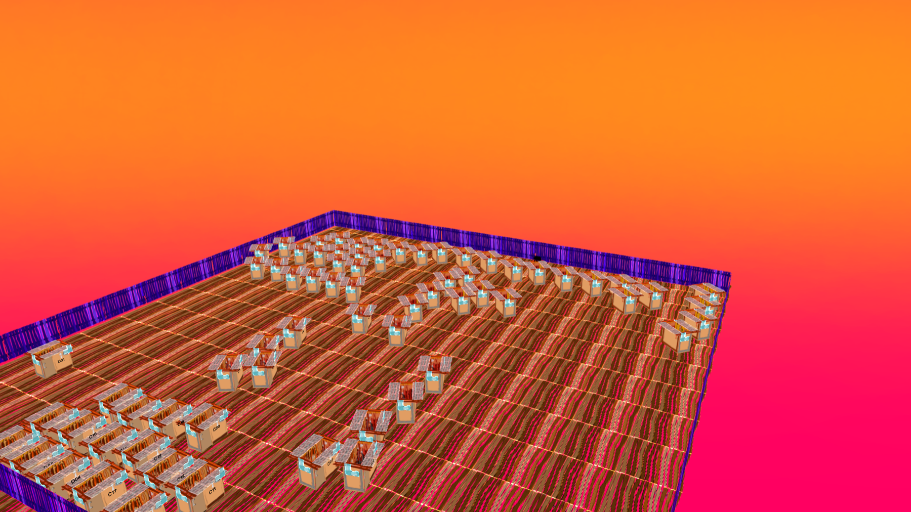 Crookwood yard and Graveboxes under a vivid orange and pink sunset candidate.