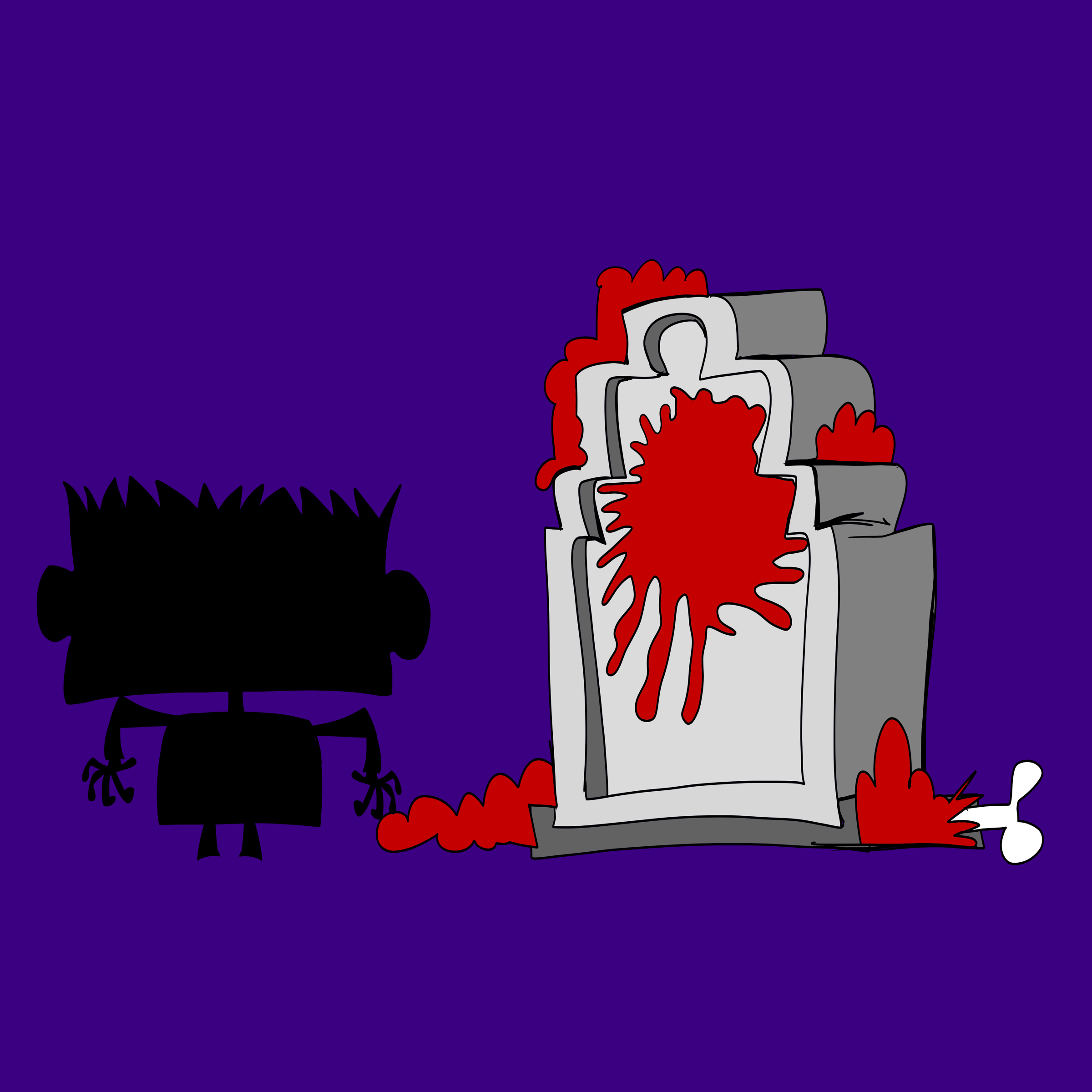 The Villain's silhouette standing at roughly the height of Crookwood gravestones.