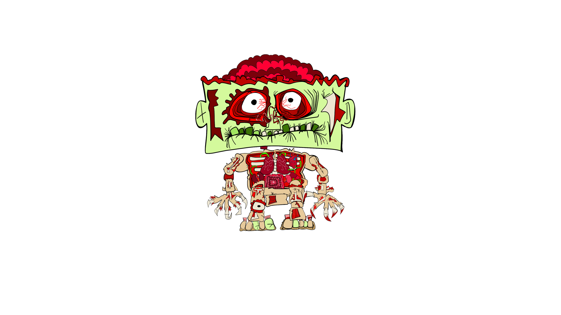 The Stein fused with body parts from the front.