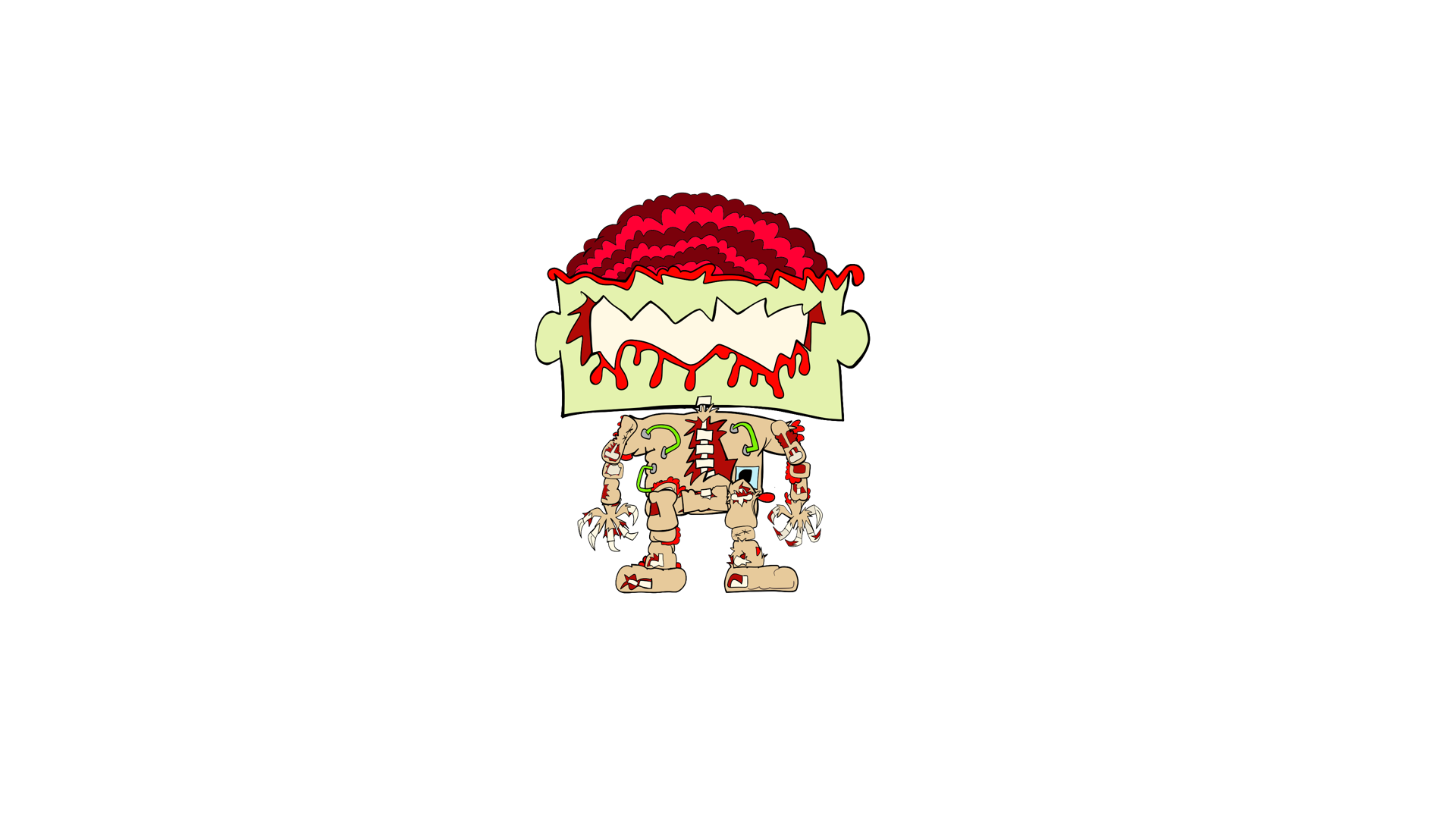 Rear view of the assembled Stein puppet.