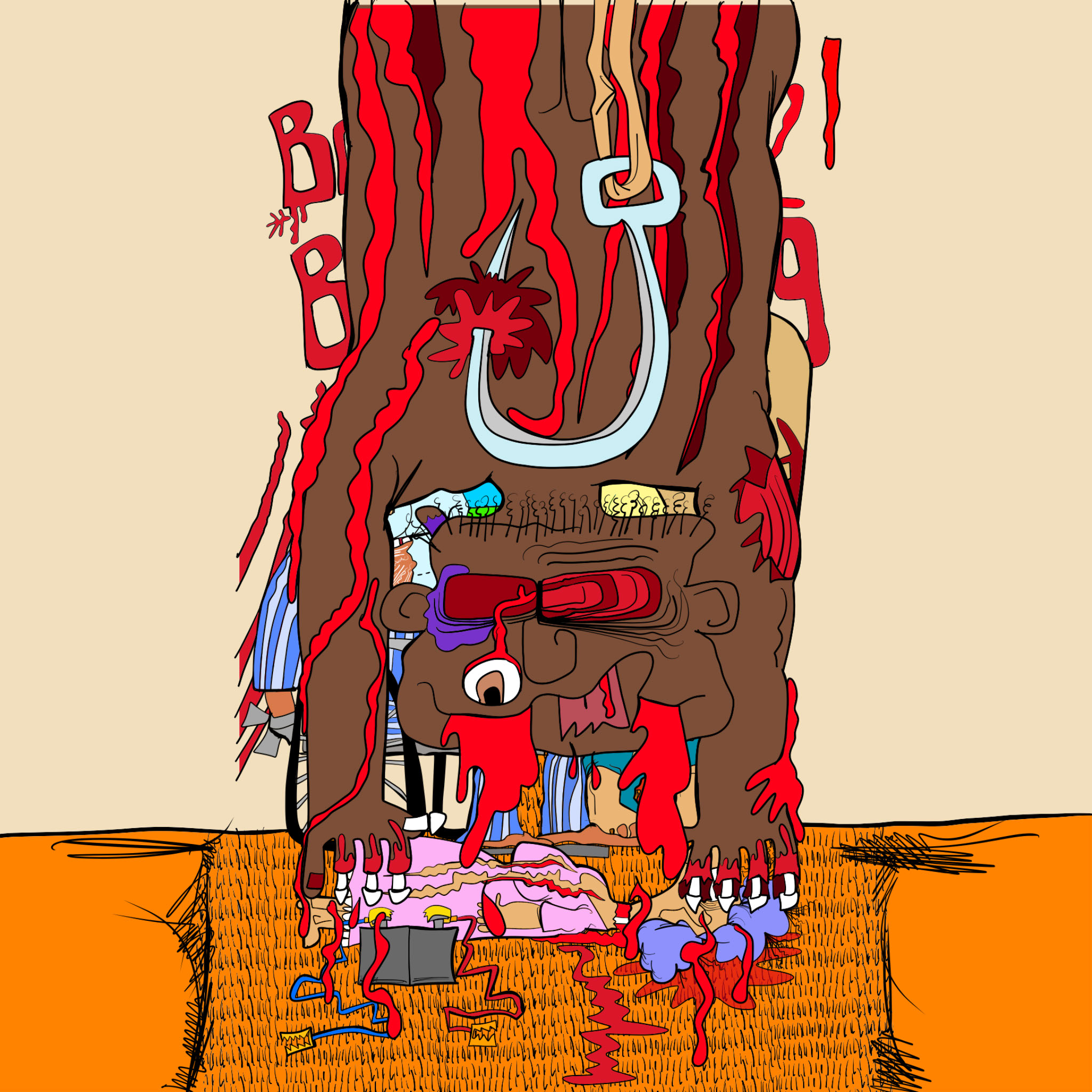 Aged care slaughter, authored Carny Island artwork