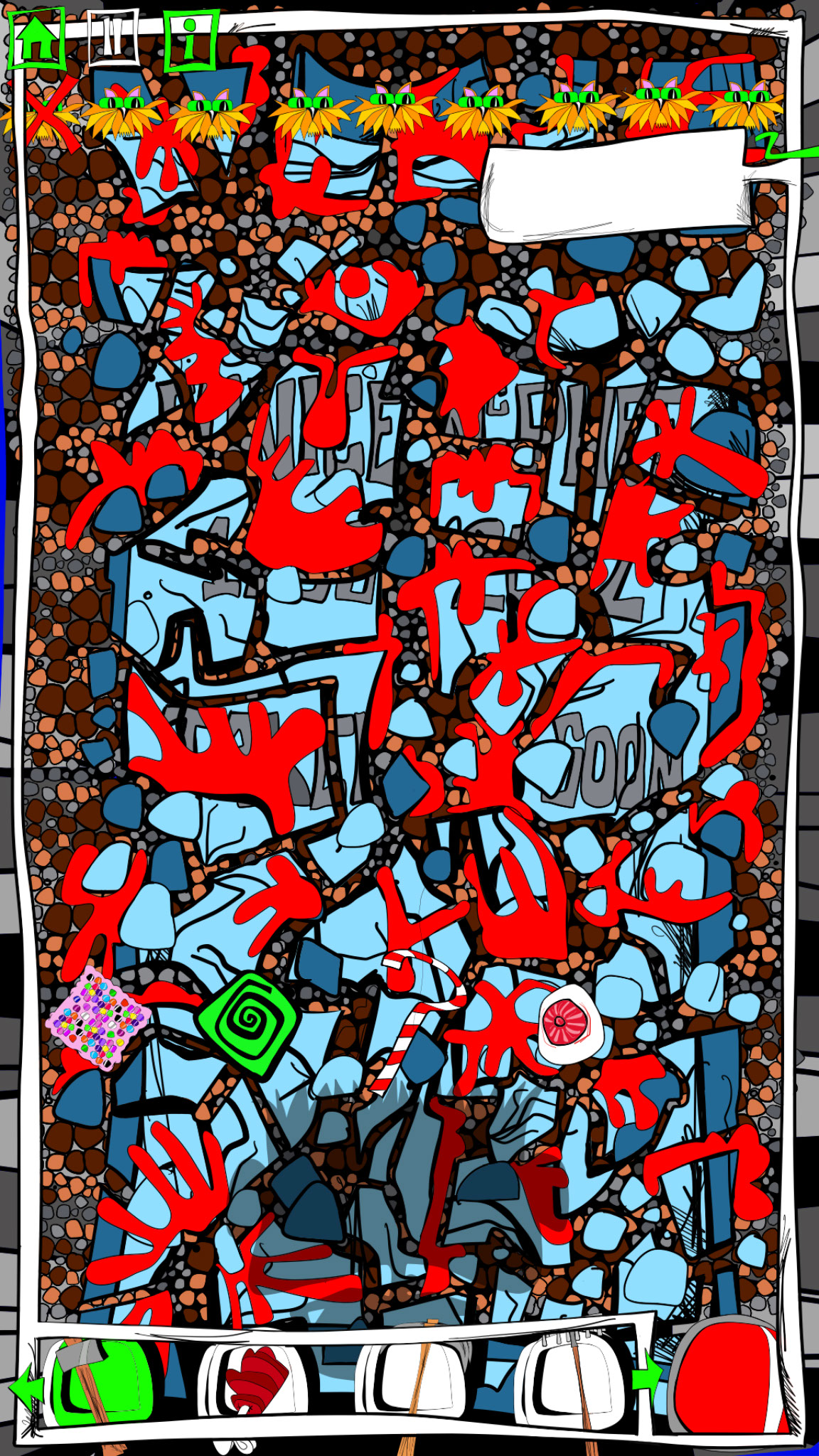 Animating the UI, authored Carny Island artwork