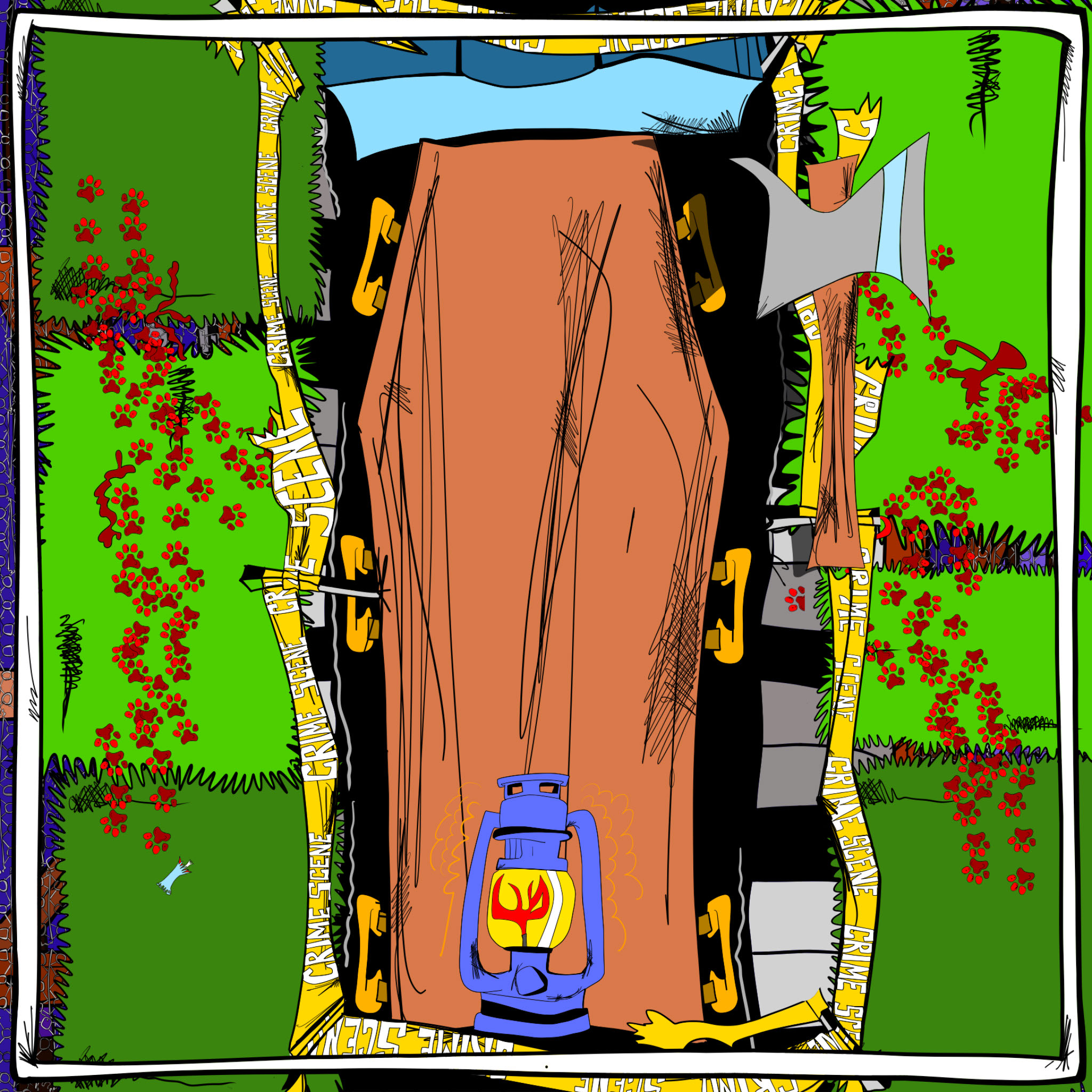 Attempt 4. Lantern lit. Axe selected, authored Carny Island artwork