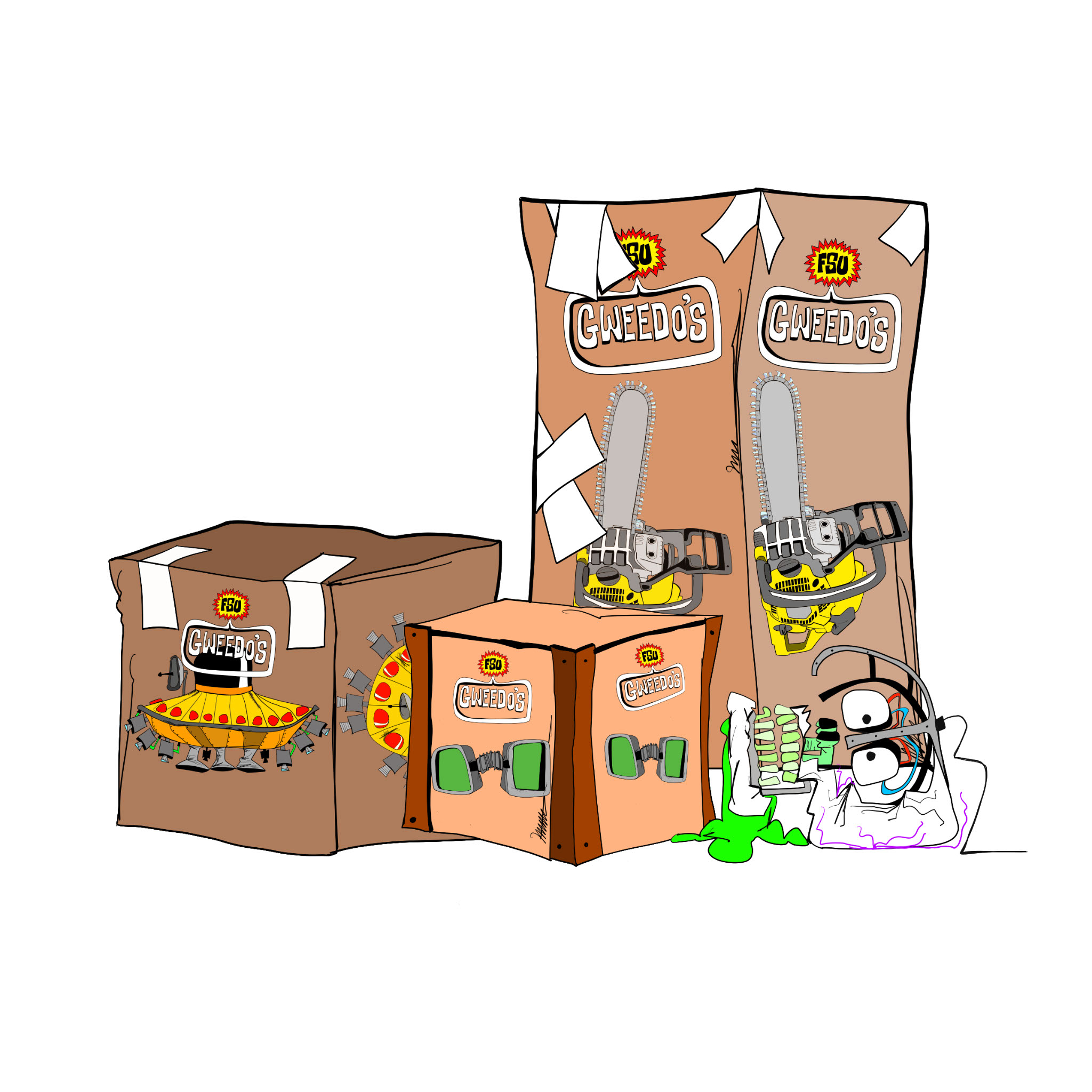 Basement loot boxes 1, authored Carny Island artwork