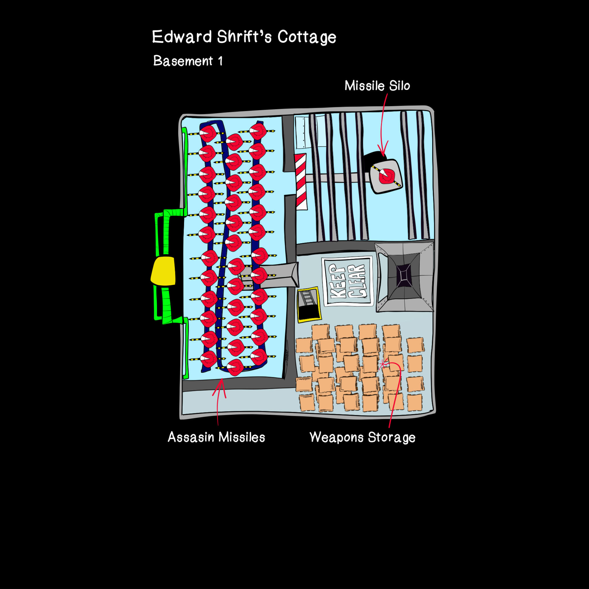 Basement. Rocketry, authored Carny Island artwork