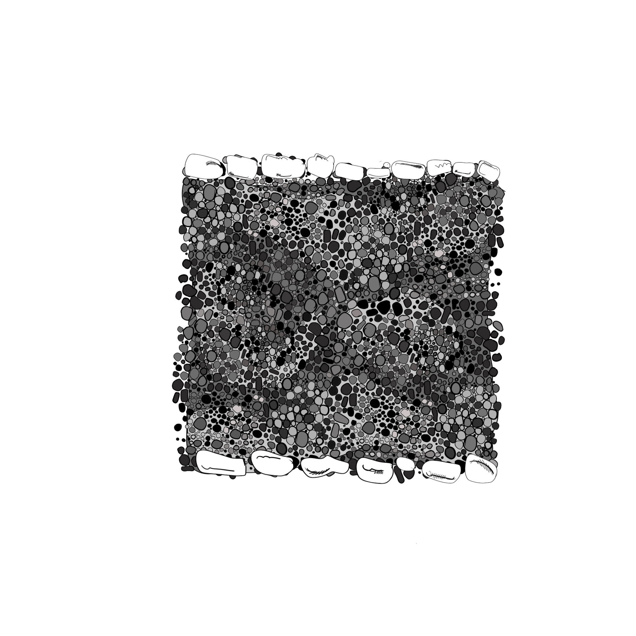 Black gravel large patches, authored Carny Island artwork