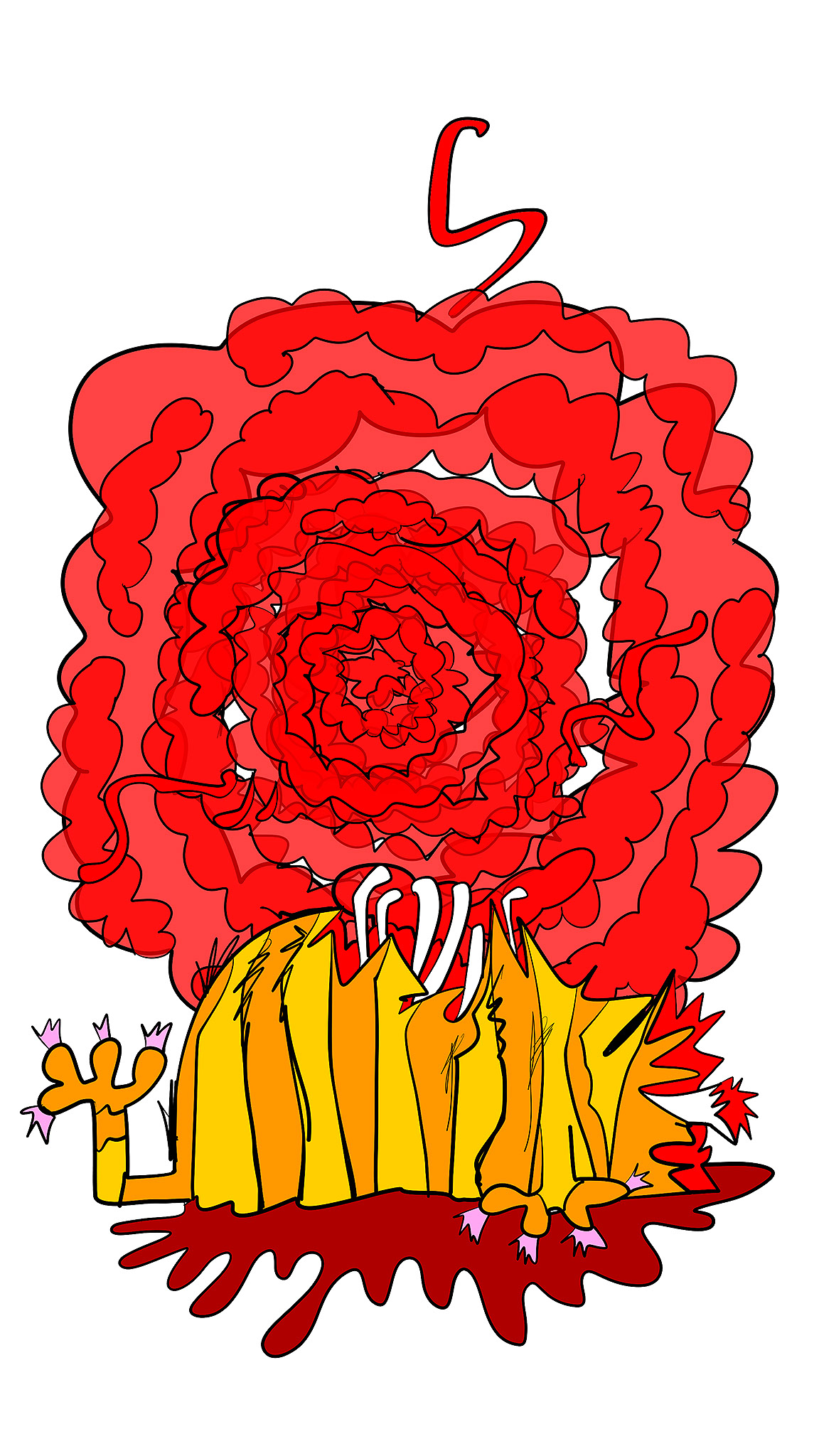 Blood spray, authored Carny Island artwork