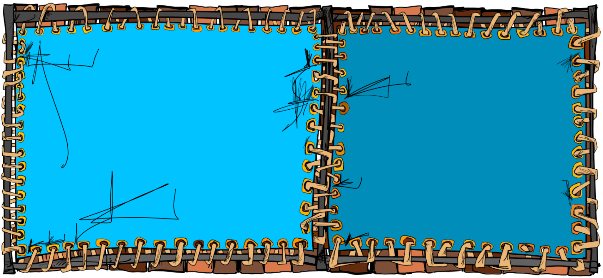Blue canvas panel, authored Carny Island artwork
