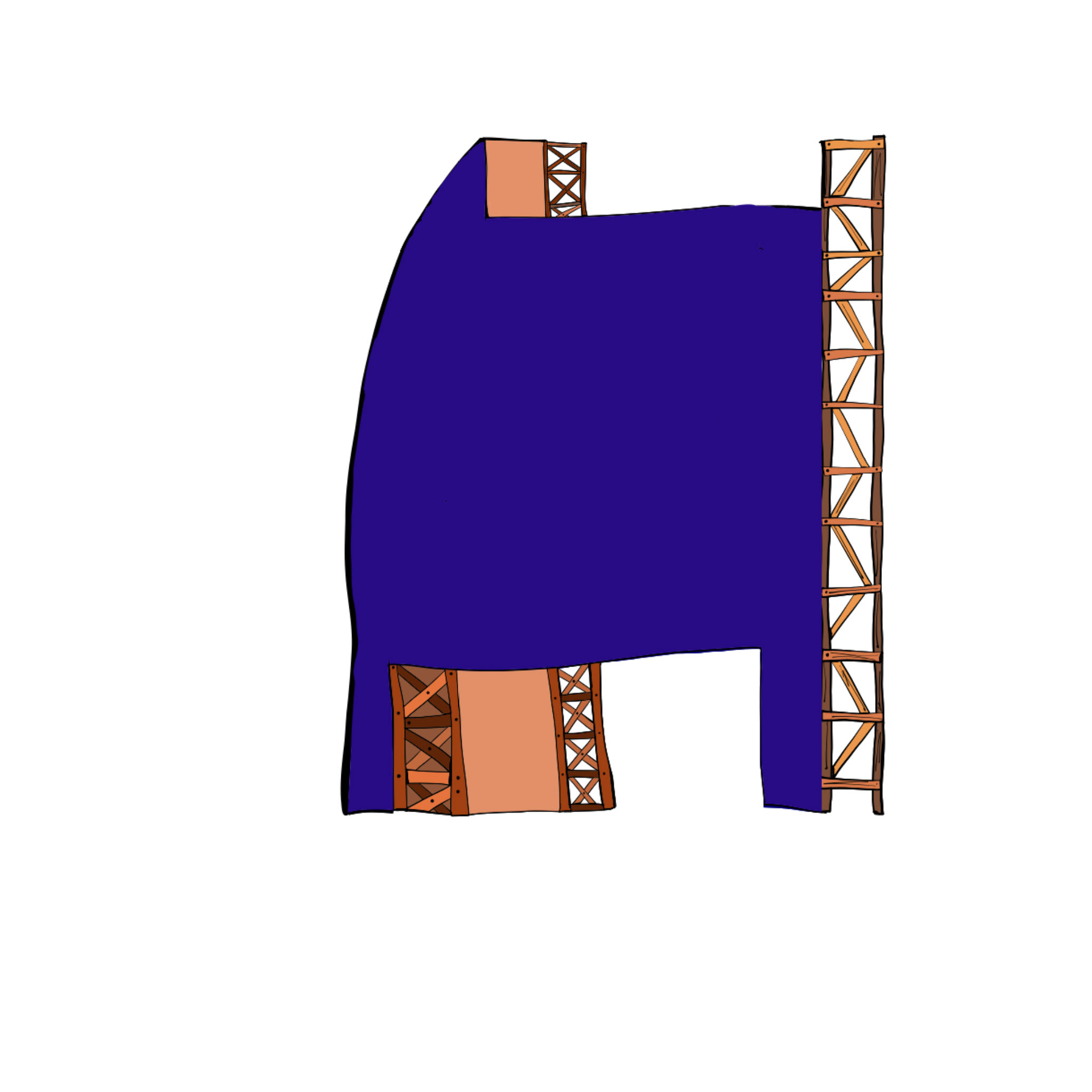 Blue flat Hal constructed, authored Carny Island artwork