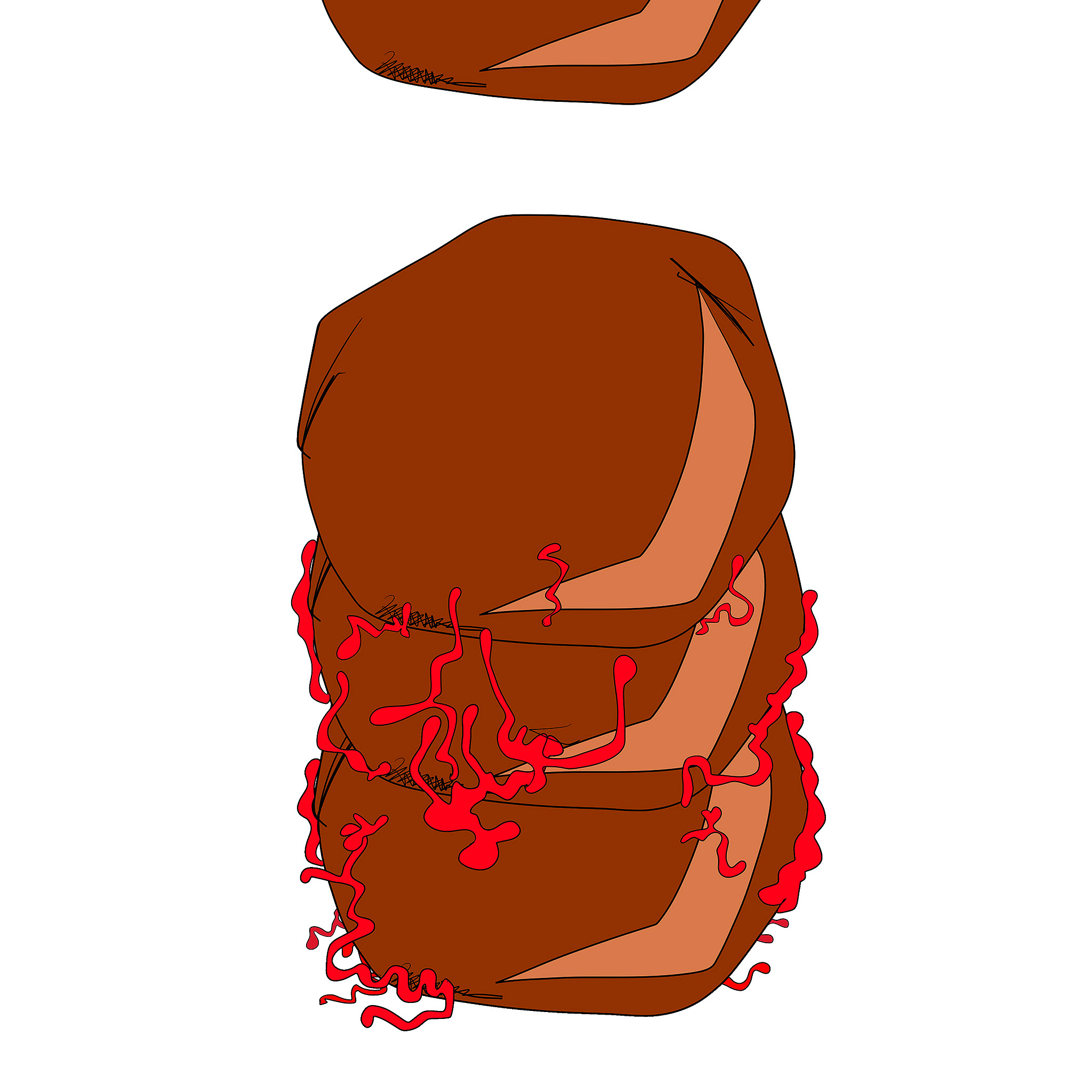 Boulder drops on villain, authored Carny Island artwork