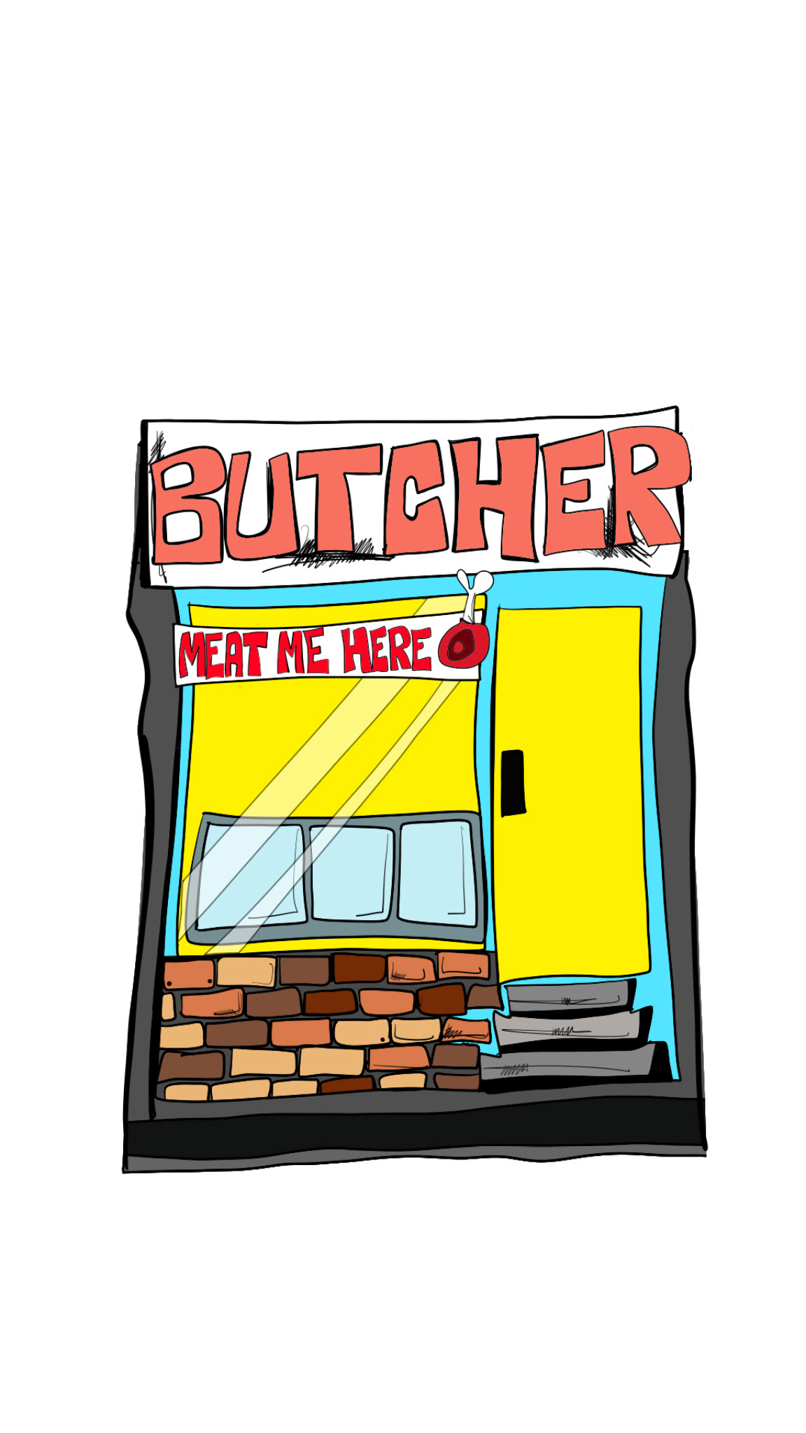 Butcher shop, authored Carny Island artwork