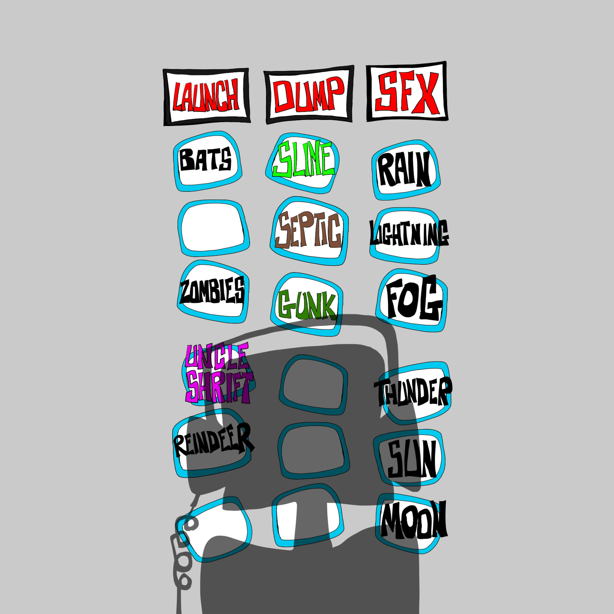 Carnie Control board, authored Carny Island artwork