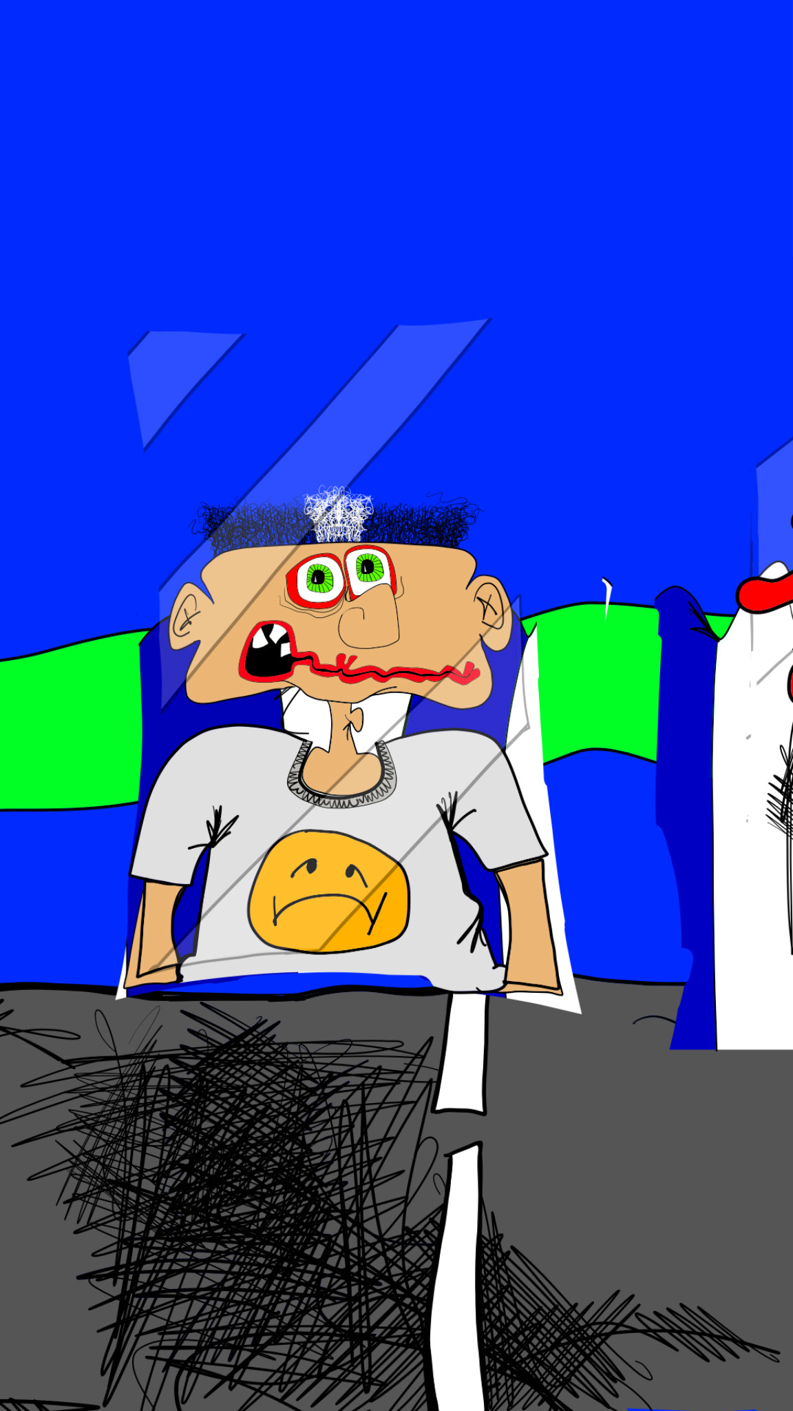 Cat hits window, authored Carny Island artwork