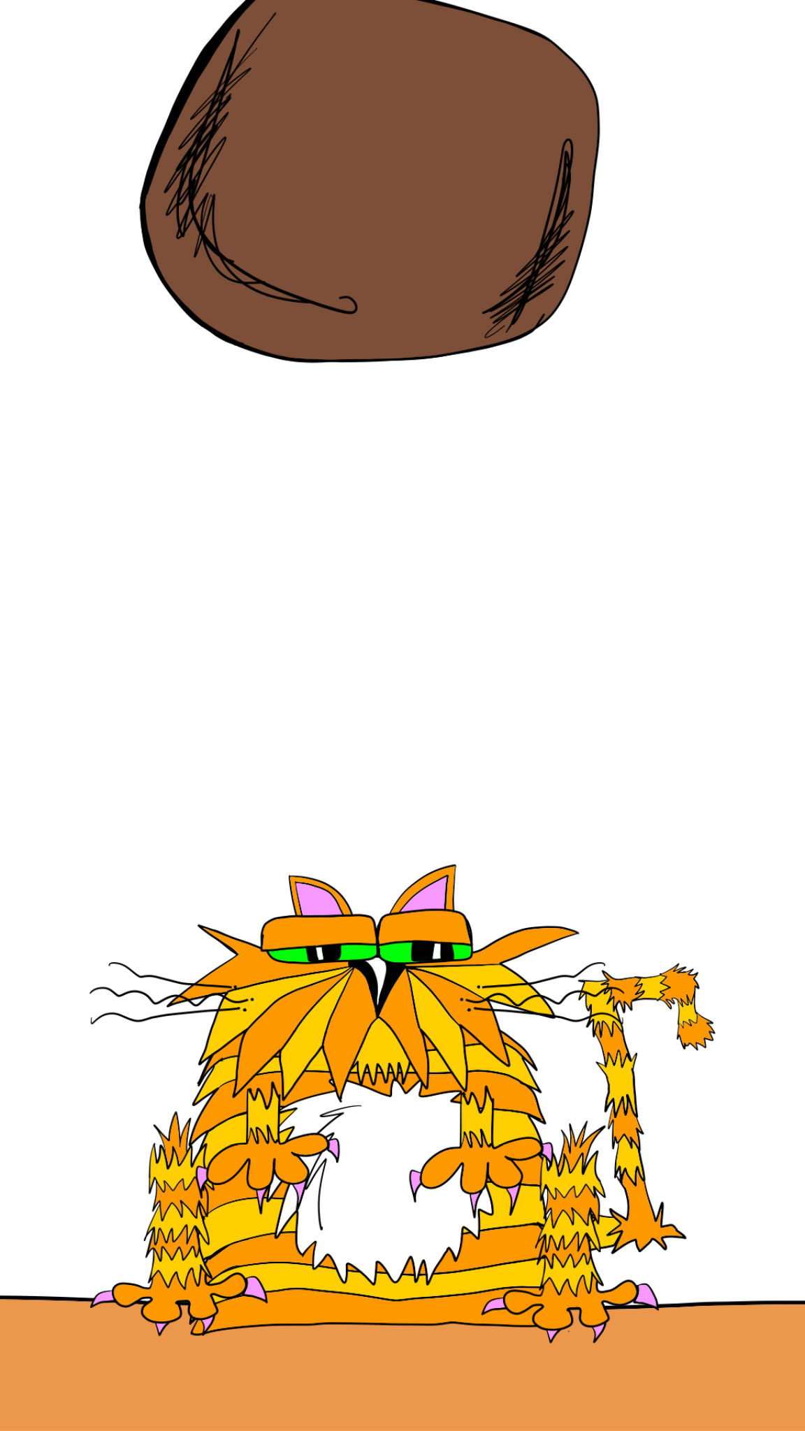 Cat. Front on. Master base drawing close up copy 2, authored Carny Island artwork