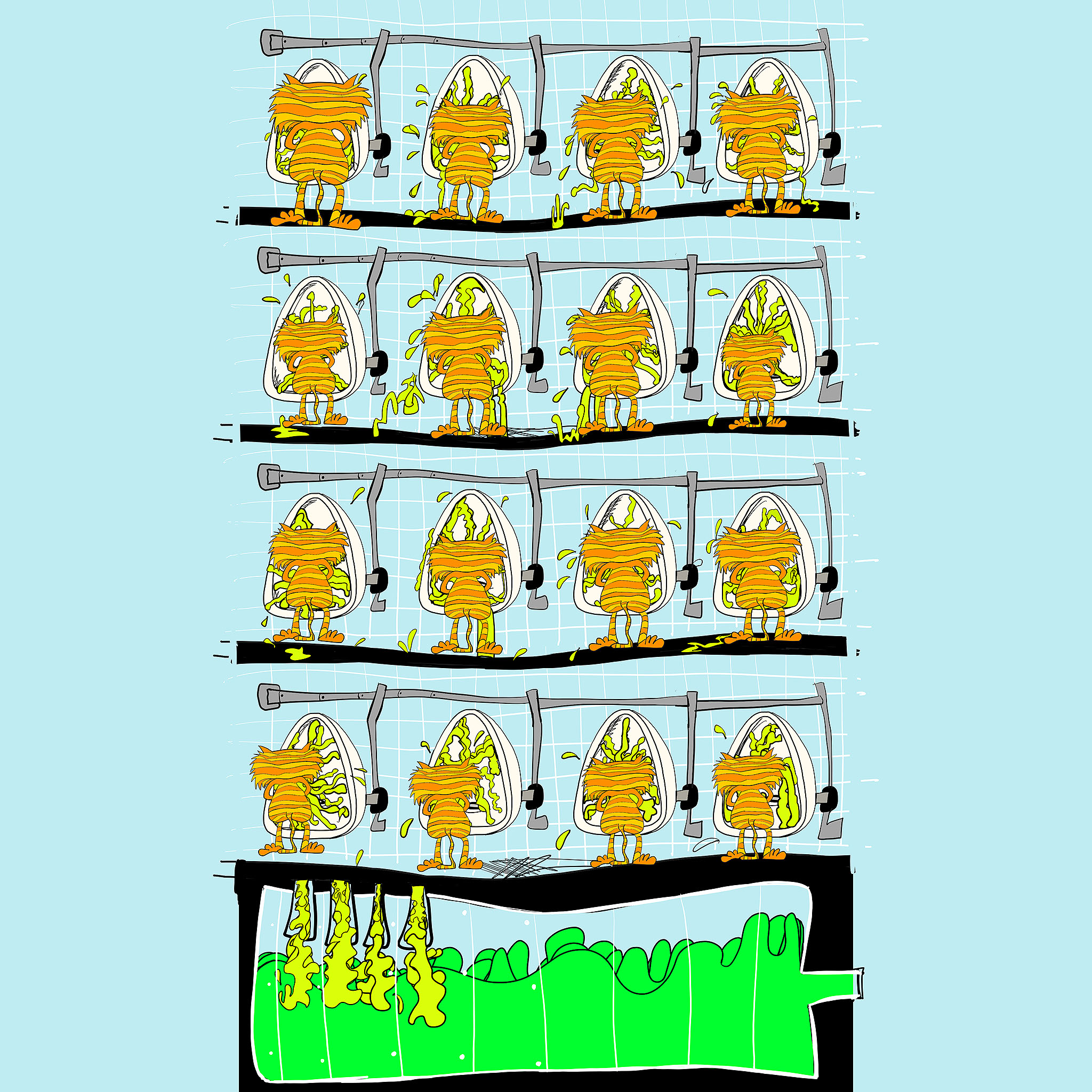 Cats pissin, authored Carny Island artwork