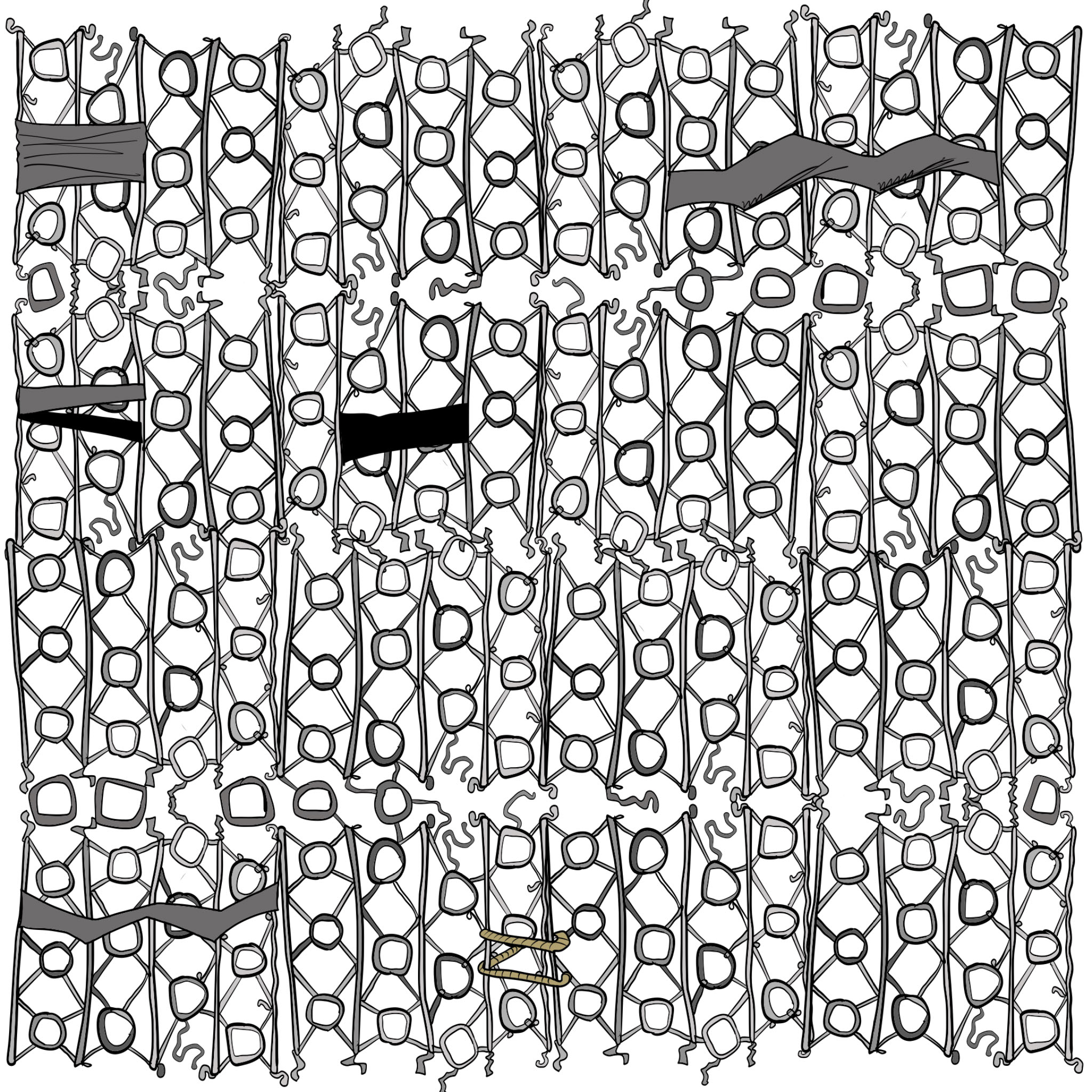 Chicken wire, authored Carny Island artwork
