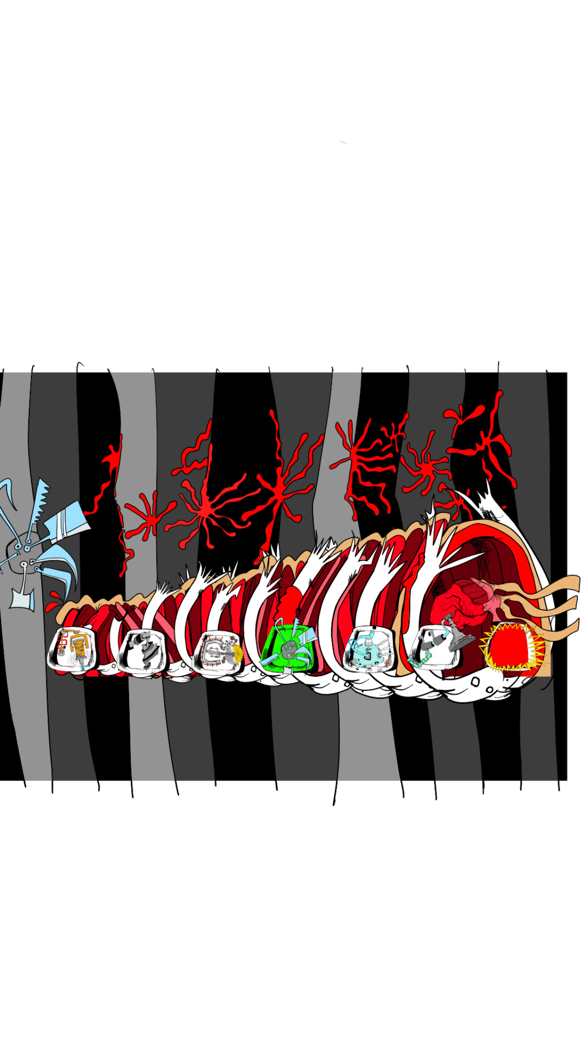 Chopping through torso, authored Carny Island artwork