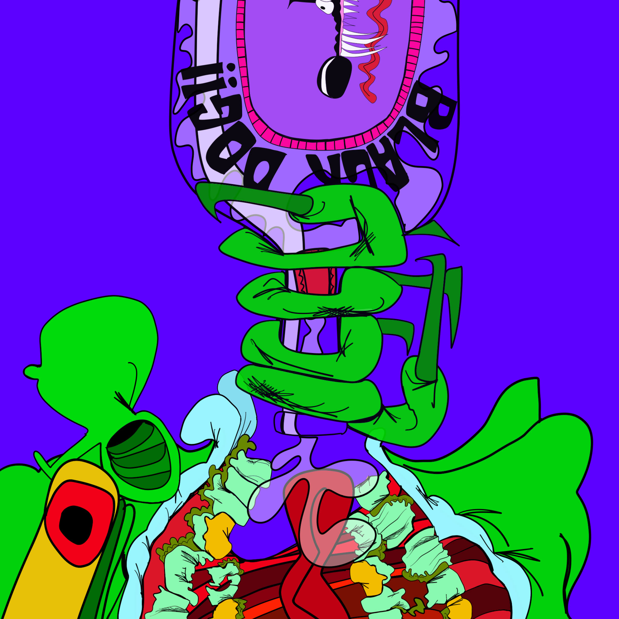 Chugging Black Dog, authored Carny Island artwork