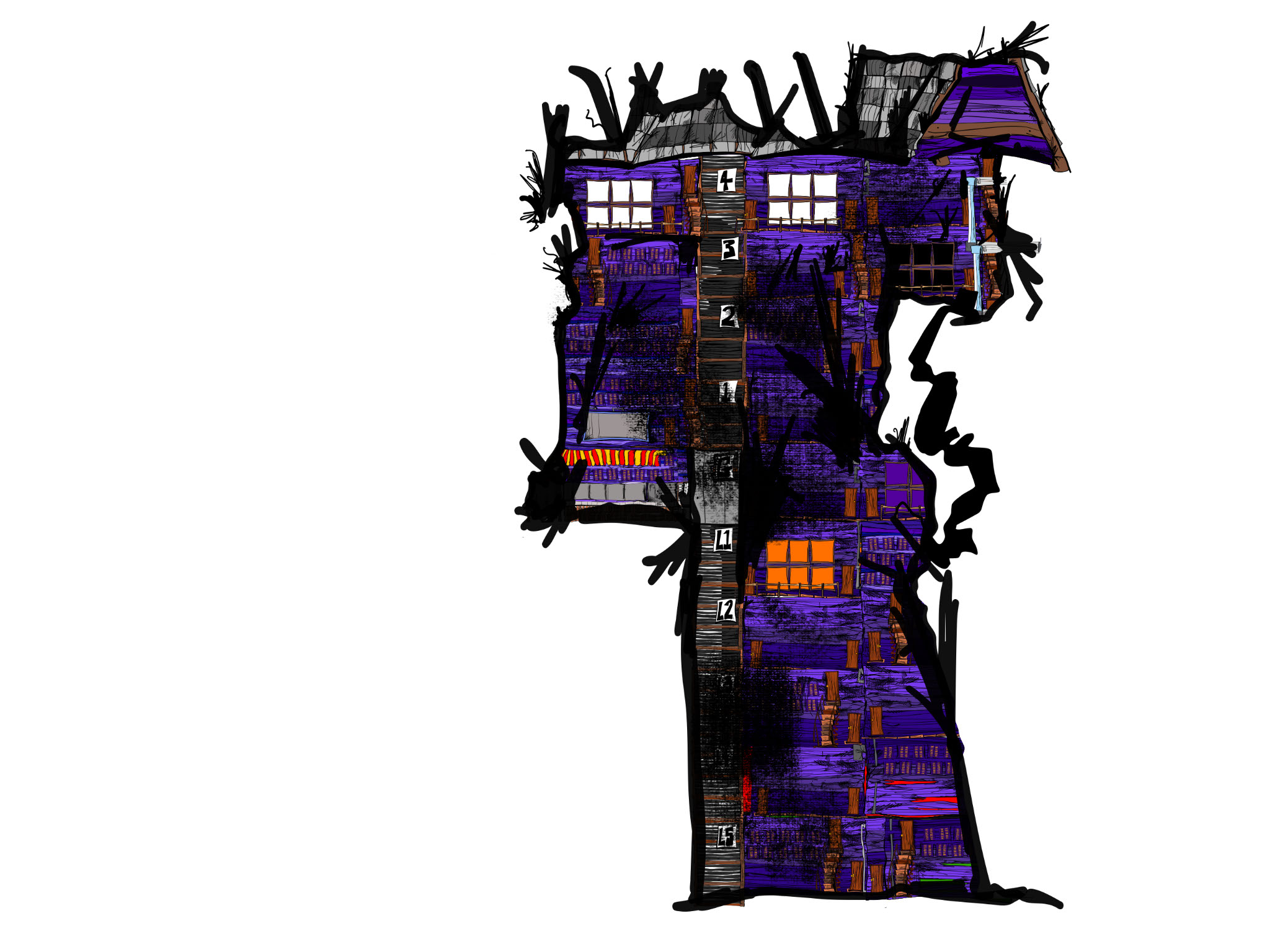 Cliff face, authored Carny Island artwork