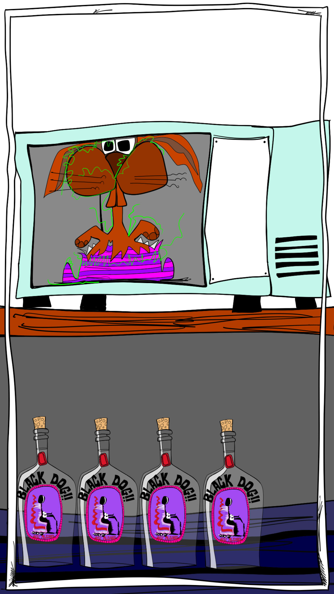 Closing microwave door, authored Carny Island artwork