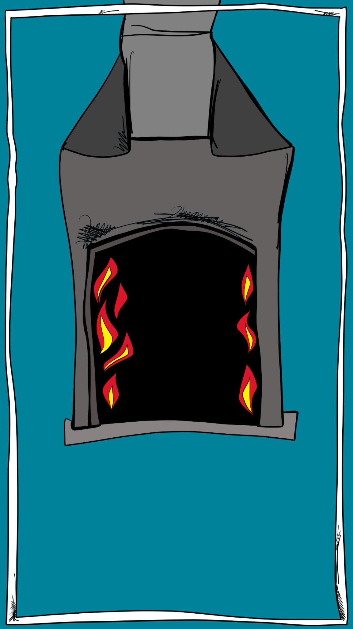 Coffin POV into oven, authored Carny Island artwork